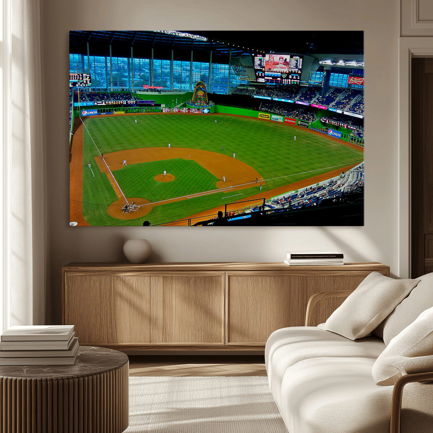 51207-MGV-CV-36X24-Miami Marlins Baseball Team Print - Miami LoanDepot Park Stadium Wall Art Canvas Print
