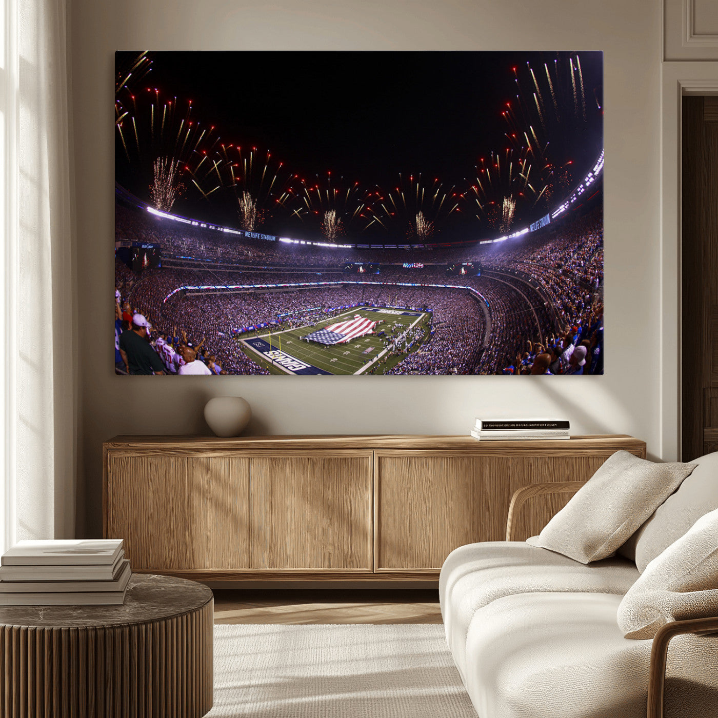 -New York Giants Football Team Print - East Rutherford MetLife Stadium Wall Art Canvas Print
