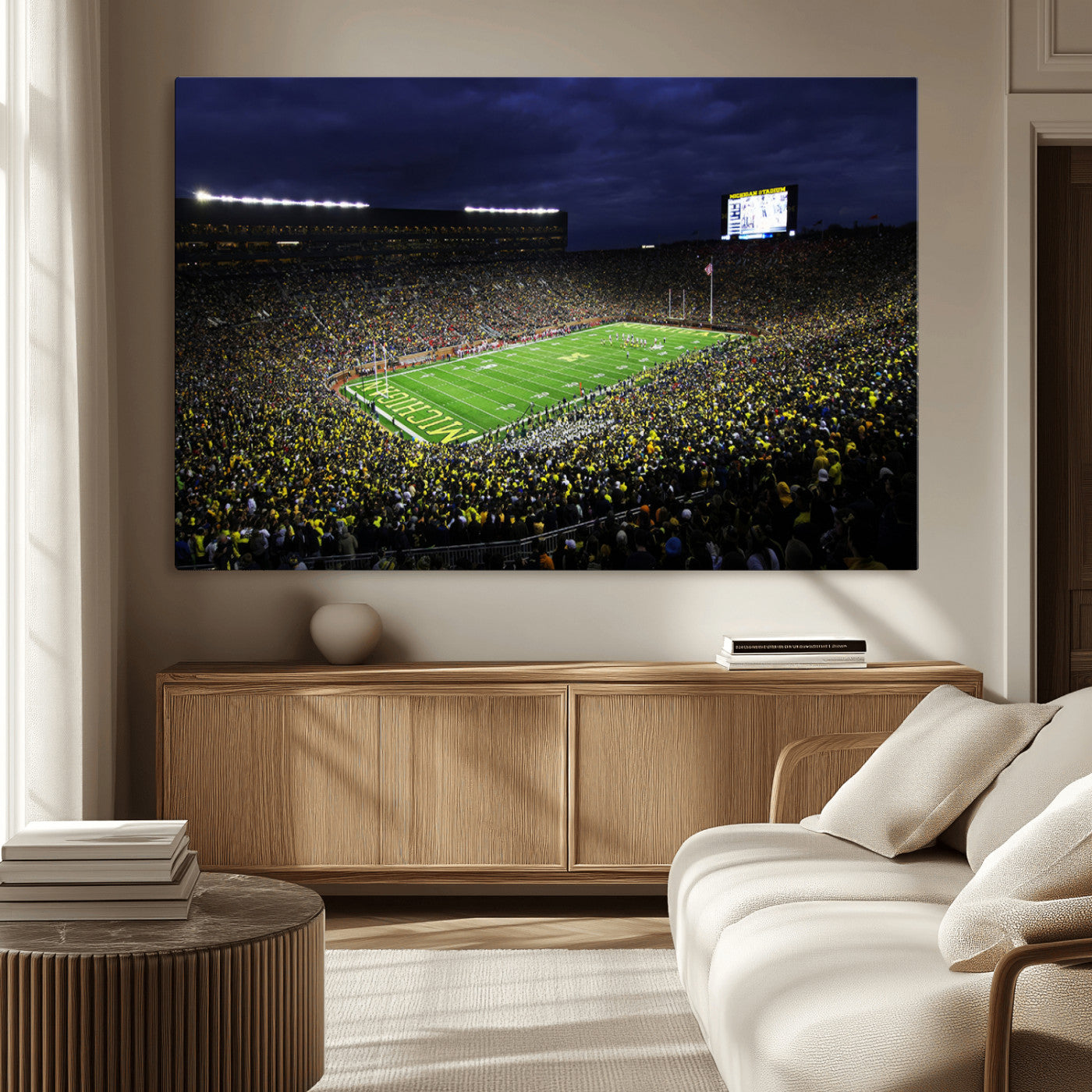 15448-MGV-CV-36X24-Michigan Wolverines Football Canvas Wall Decor, Football Team Print - Ann Arbor Michigan Stadium
