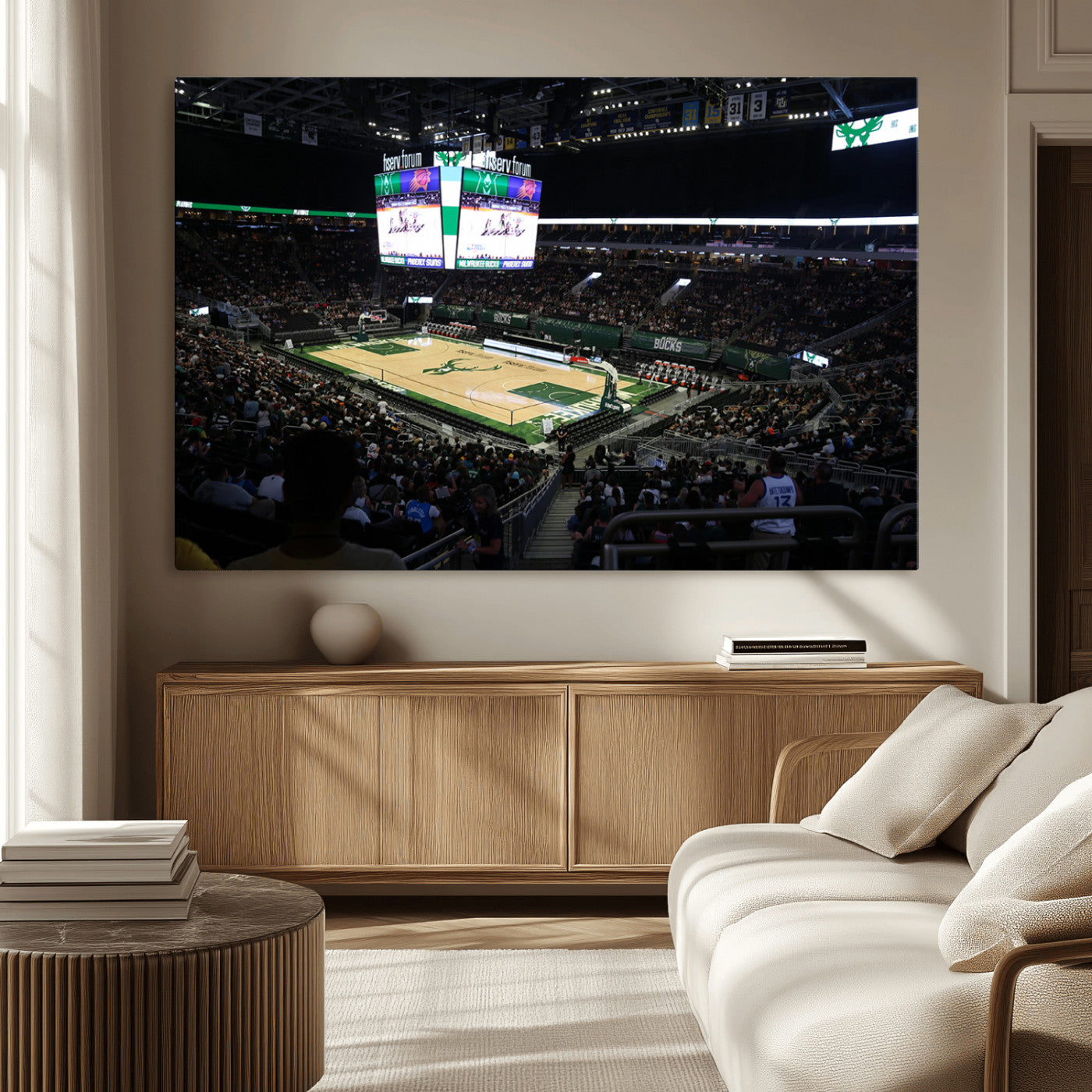 MGV-CV-36X24 - Milwaukee Bucks Basketball Print - Fiserv Forum Stadium Wall Art Canvas Print