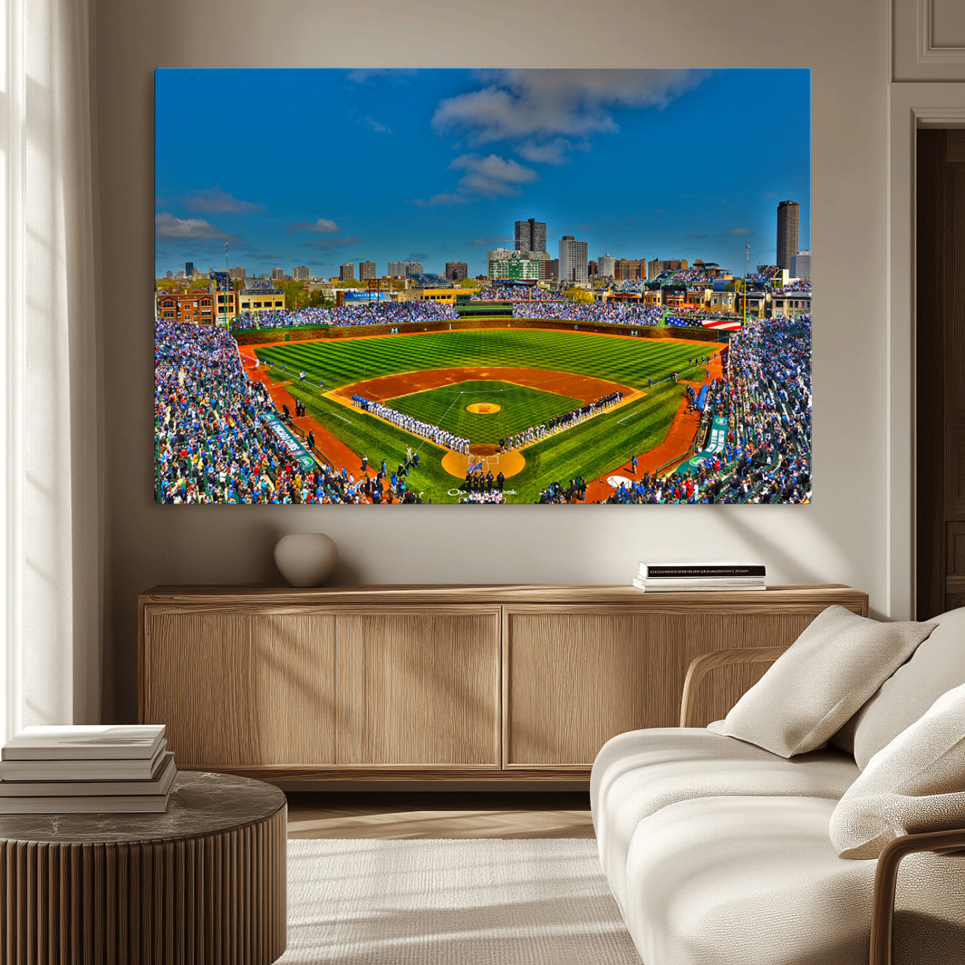 MGV-CV-36X24 - Wrigley Field Chicago Cubs Canvas Wall Art - Iconic Baseball Stadium Print for Sports Lovers - Ready