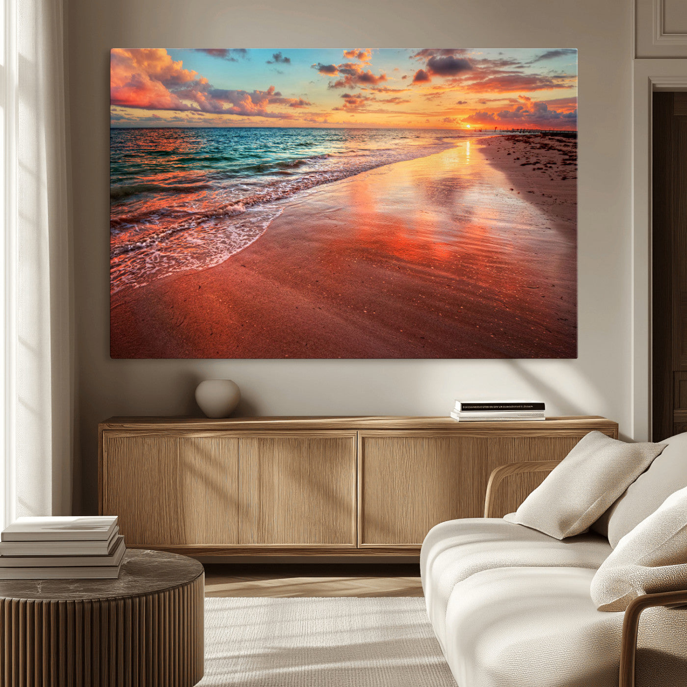 -Sunset Beach Wall Art | Ocean Canvas Print | Coastal Wall Art | Tranquil Sunset Canvas Print