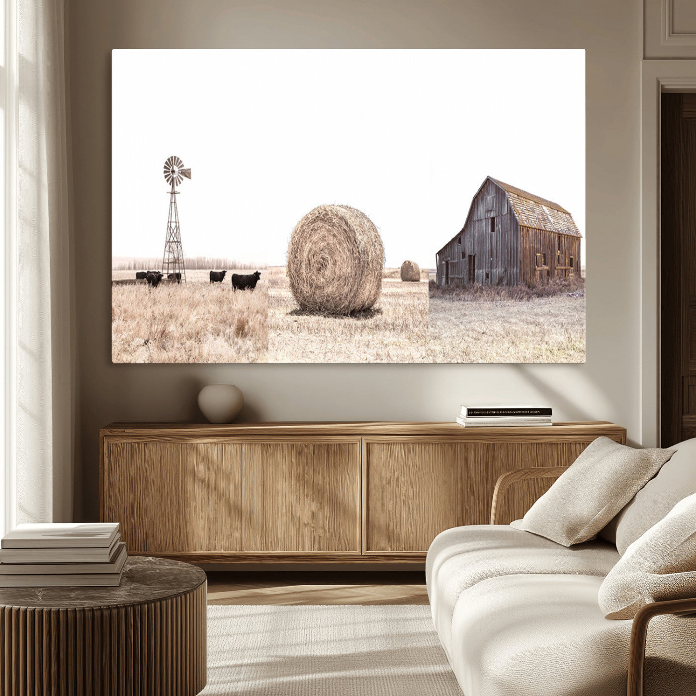 MGV-CV-36X24 - Farm Prints Set, Set of 6 Farmhouse Wall Art, Country House Decor, Barn Print, Wheat Print,