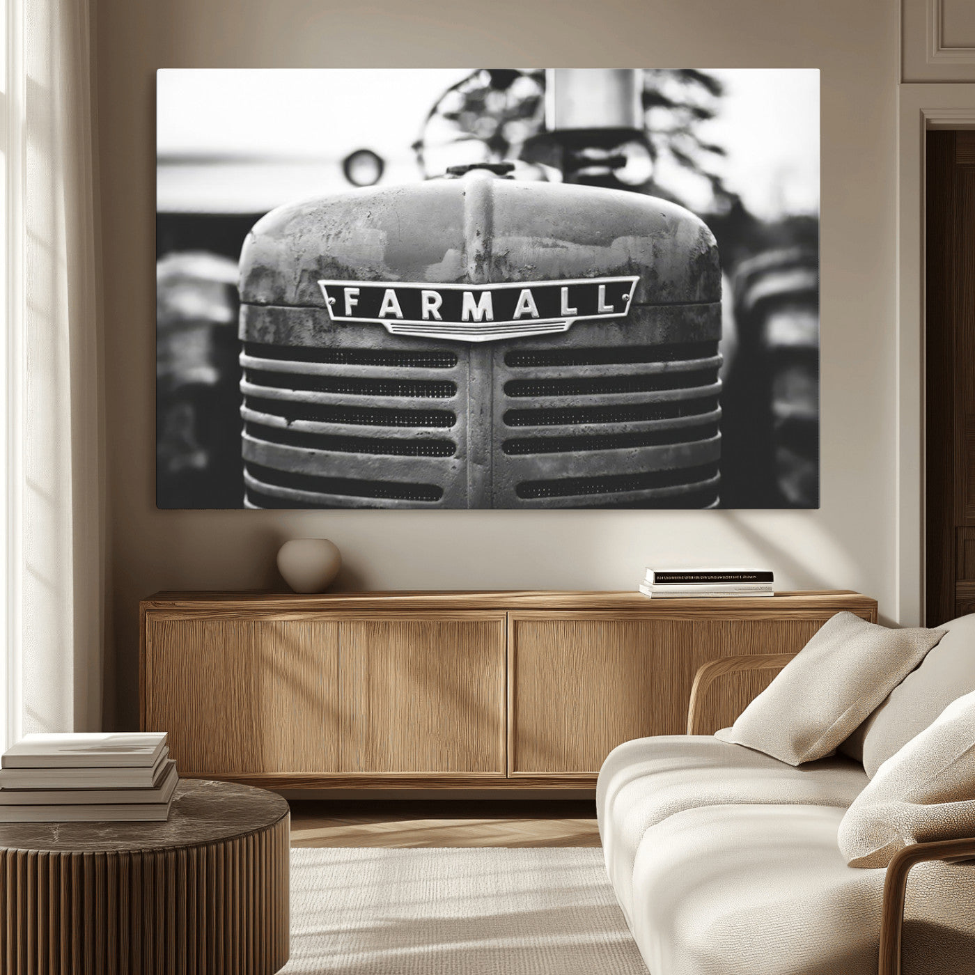 MGV-CV-36X24 - Vintage Farmall Tractor Wall Art Canvas Print, Rustic Farmhouse Decor Ready to Hang
