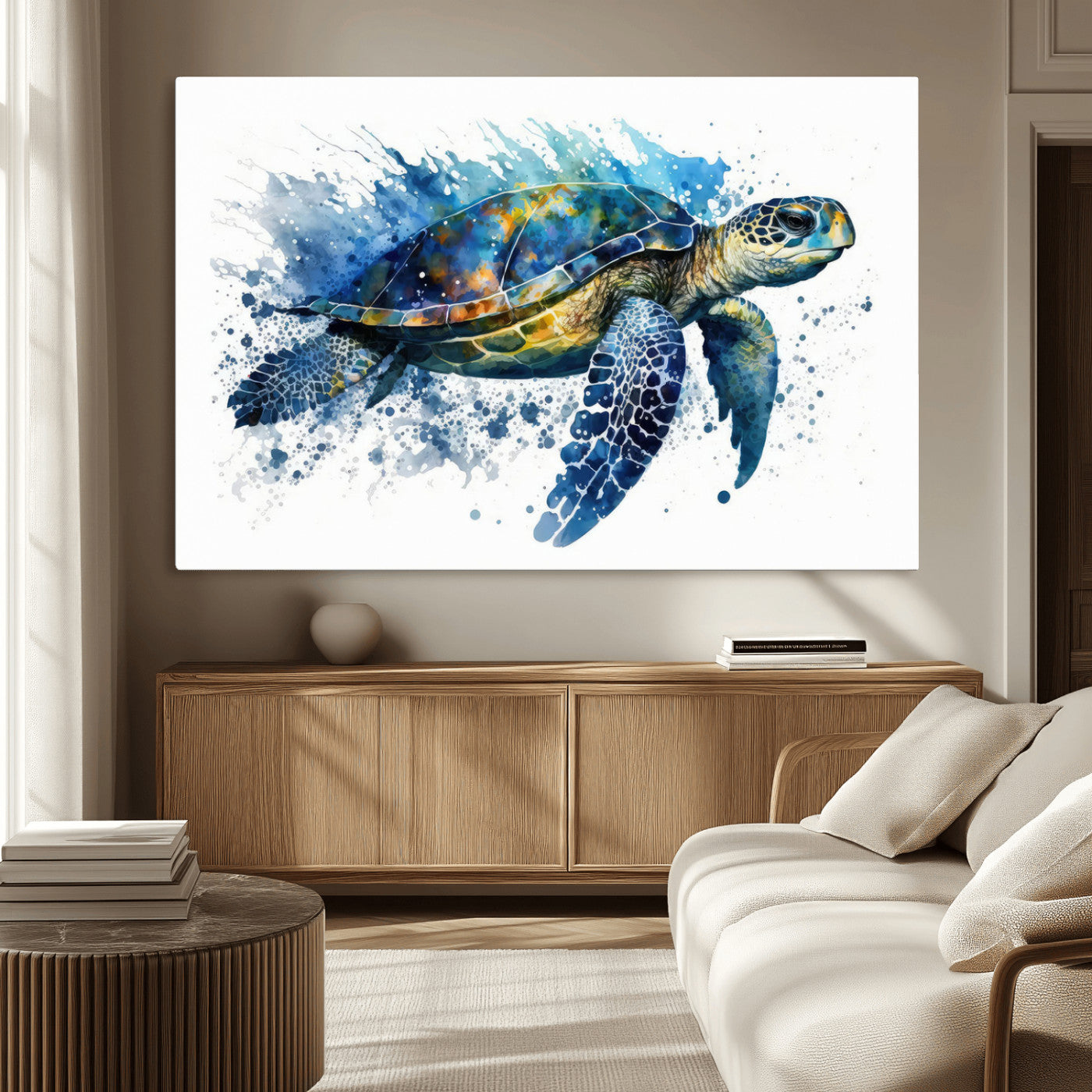 MGV-CV-36X24 - Watercolor Turtle Wall Art Canvas Print for Decoration