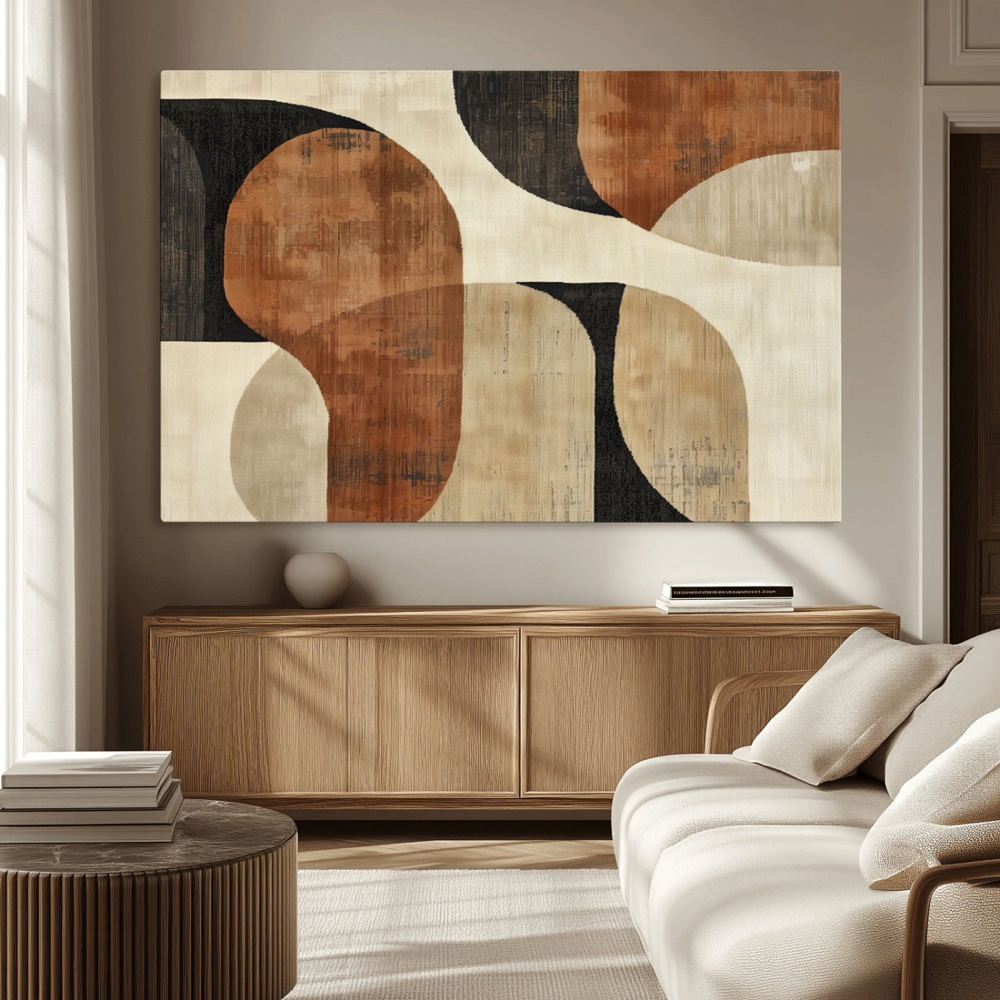 MGV-CV-36X24 - Wabi Sabi Abstract Wall Art Canvas Print | Large Minimalist Modern Geometric Wall Decor for Living