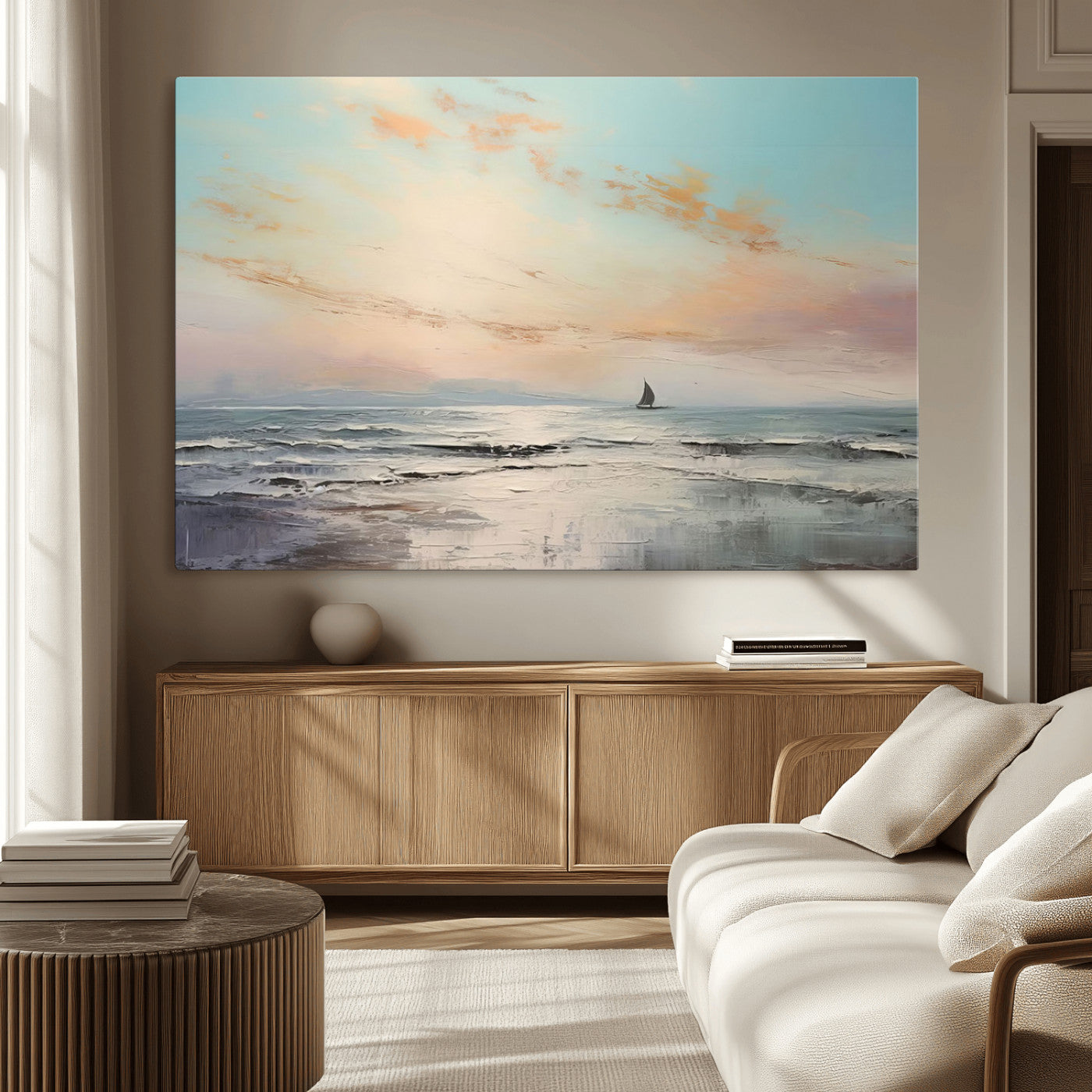 MGV-CV-36X24 - Abstract Ocean Wall Art -  Boat Wall Art Canvas Print