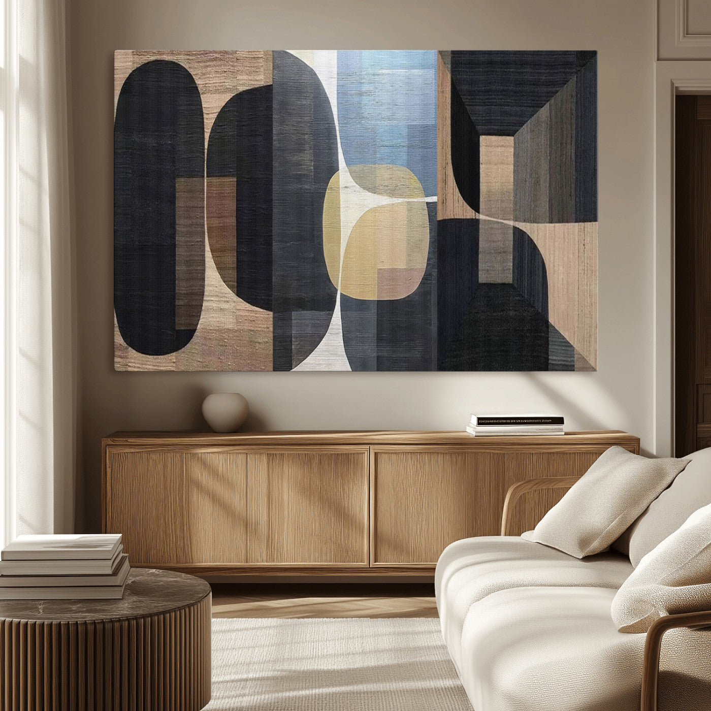 MGV-CV-36X24 - Minimalist Wabi Sabi Abstract Geometric Wall Art Canvas Print – Modern Minimalist Shapes – Ready to
