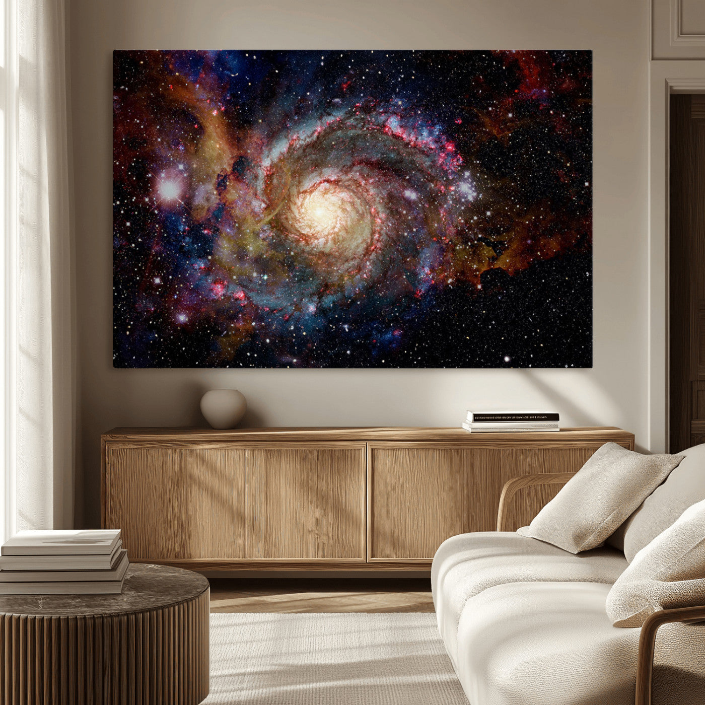 MGV-CV-36X24 - Nebula and Galaxies in Space Wall Art Canvas Print, Spiral Galaxy Wall Art Canvas Print