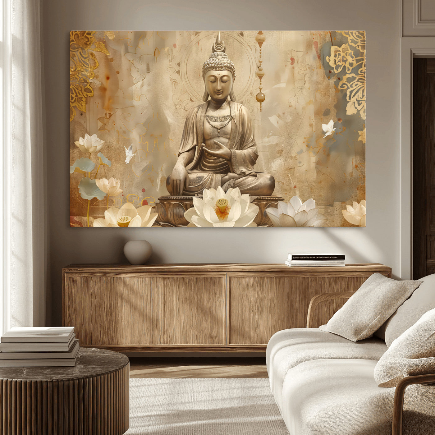 MGV-CV-36X24 - Buddha Wall Art Canvas Print, Buddha Meditation Room Decor, Yoga Room Wall Decor