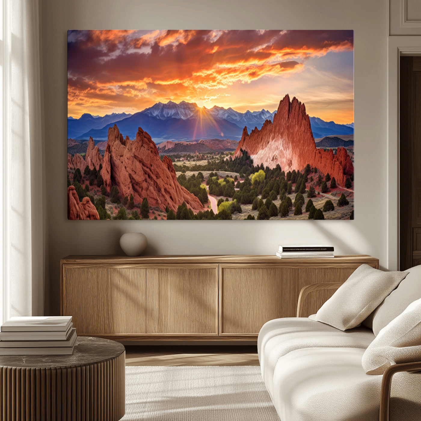 MGV-CV-36X24 - Rocky Mountains Sunset Wall Art Canvas Print – Ready to Hang, Framed Colorado Landscape