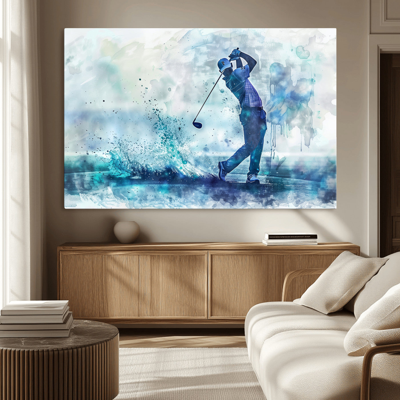 45328-MGV-CV-36X24-Golf Swing Wall Art Canvas Print - Sports-Inspired Watercolor Decor - Ready to Hang
