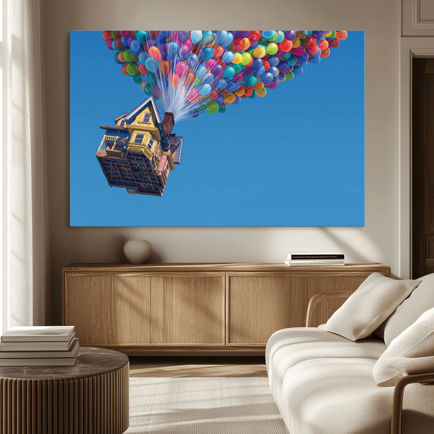 MGV-CV-36X24 - Carl Fredricksen, Up Movie Wall Art, Balloons Wall Art, Air Balloons for Kids Room Print