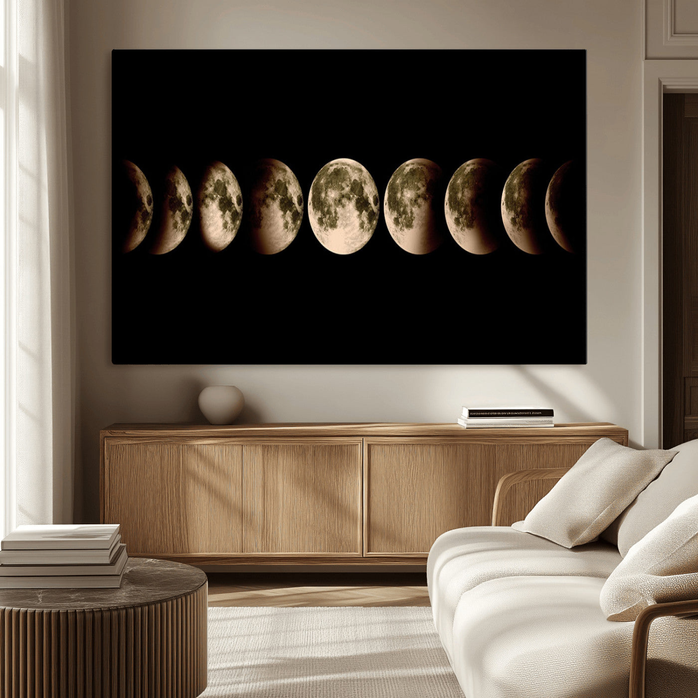 MGV-CV-36X24 - Phases of the Moon Wall Art | Canvas Print for Modern Wall Decor | Ready to Hang and Framed