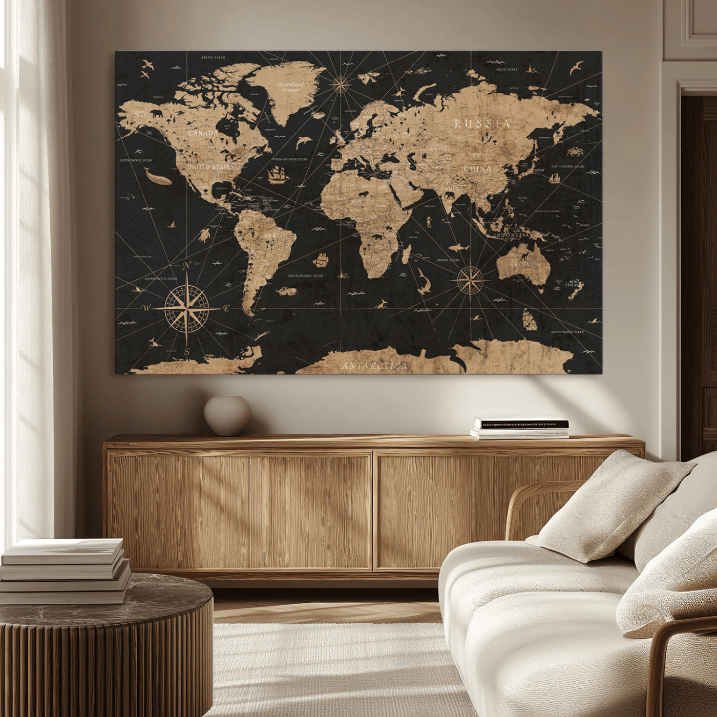 MGV-CV-36X24 - World Map Canvas Print – Framed Wall Art for Home Decor