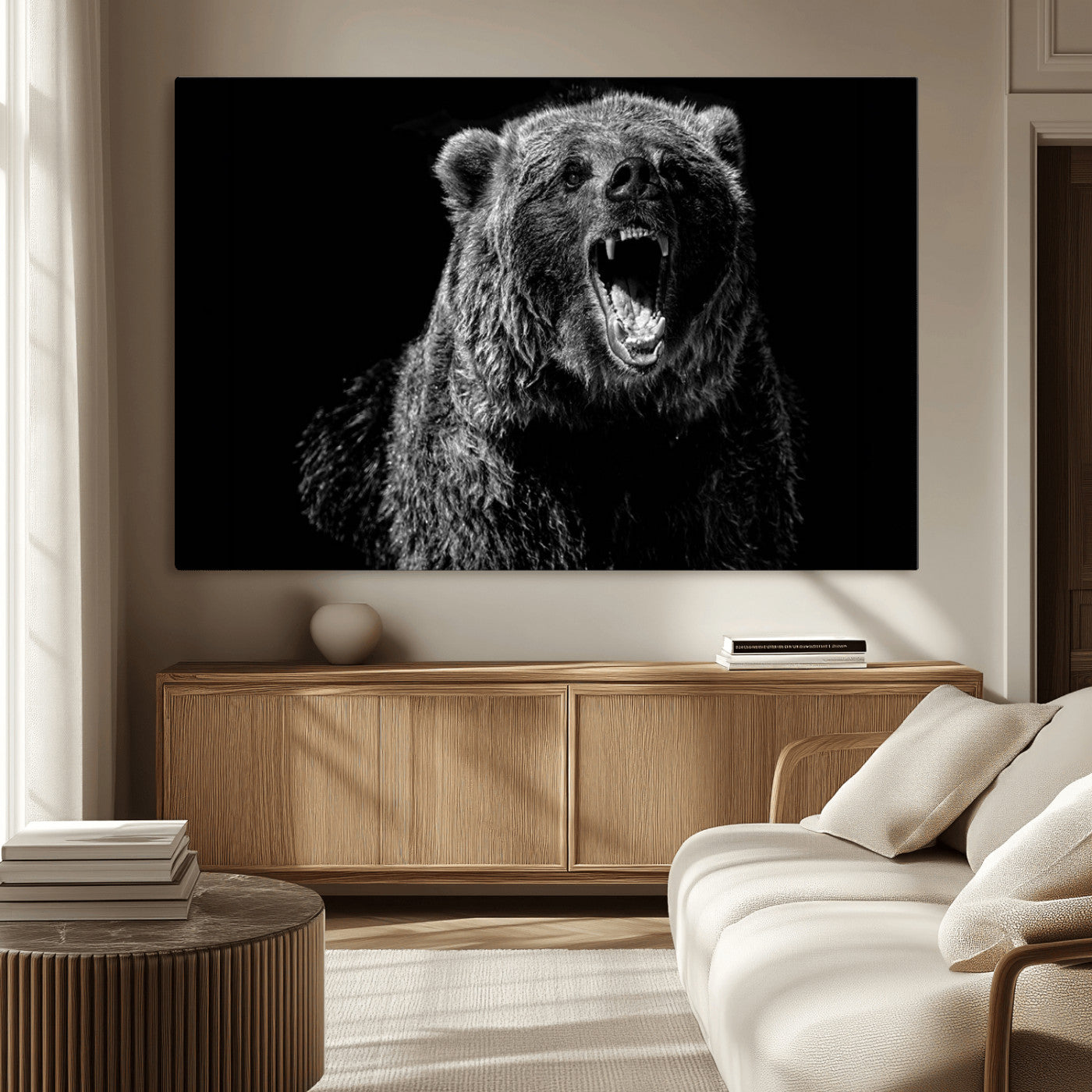 MGV-CV-36X24 - Bear Canvas Print | Wildlife Wall Art for Cabin Decor | Ready to Hang Framed