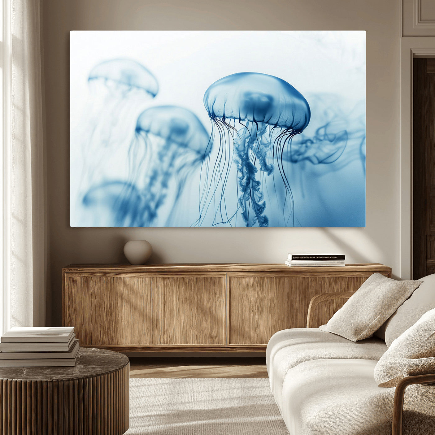 MGV-CV-36X24 - Blue Jellyfish Wall Art Canvas Print