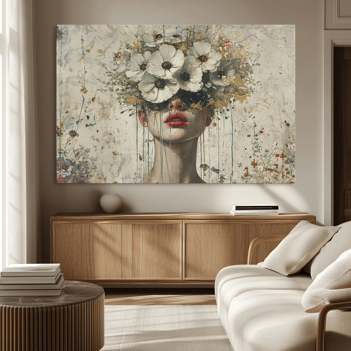 MGV-CV-36X24 - Abstract Floral Women Patel Wall Art Canvas Print