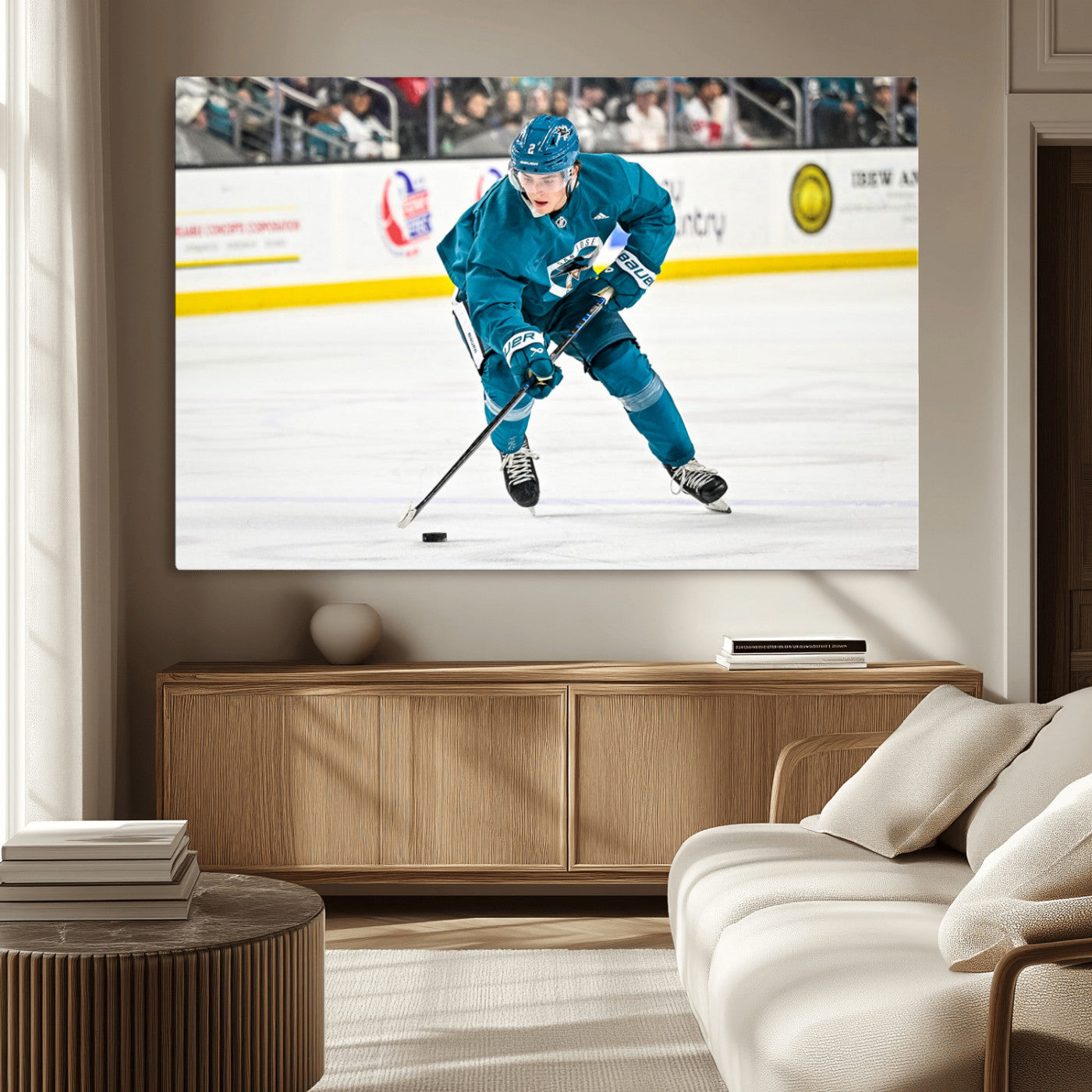MGV-CV-36X24 - San Jose Sharks Ice Hockey Player Wall Art Canvas Print