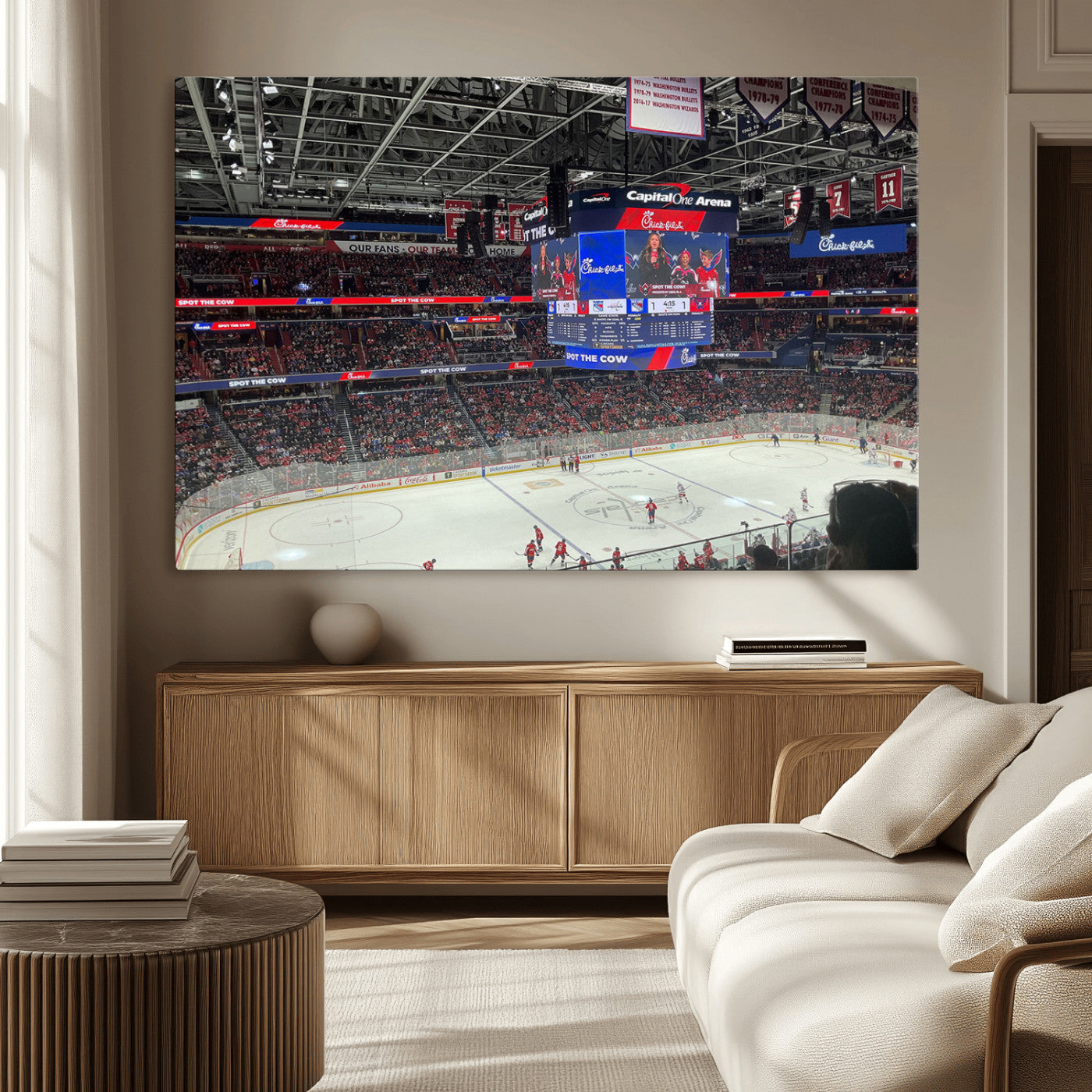 MGV-CV-36X24 - Washington Capitols New York Rangers Ice Hockey Game Stadium Wall Art Canvas Print
