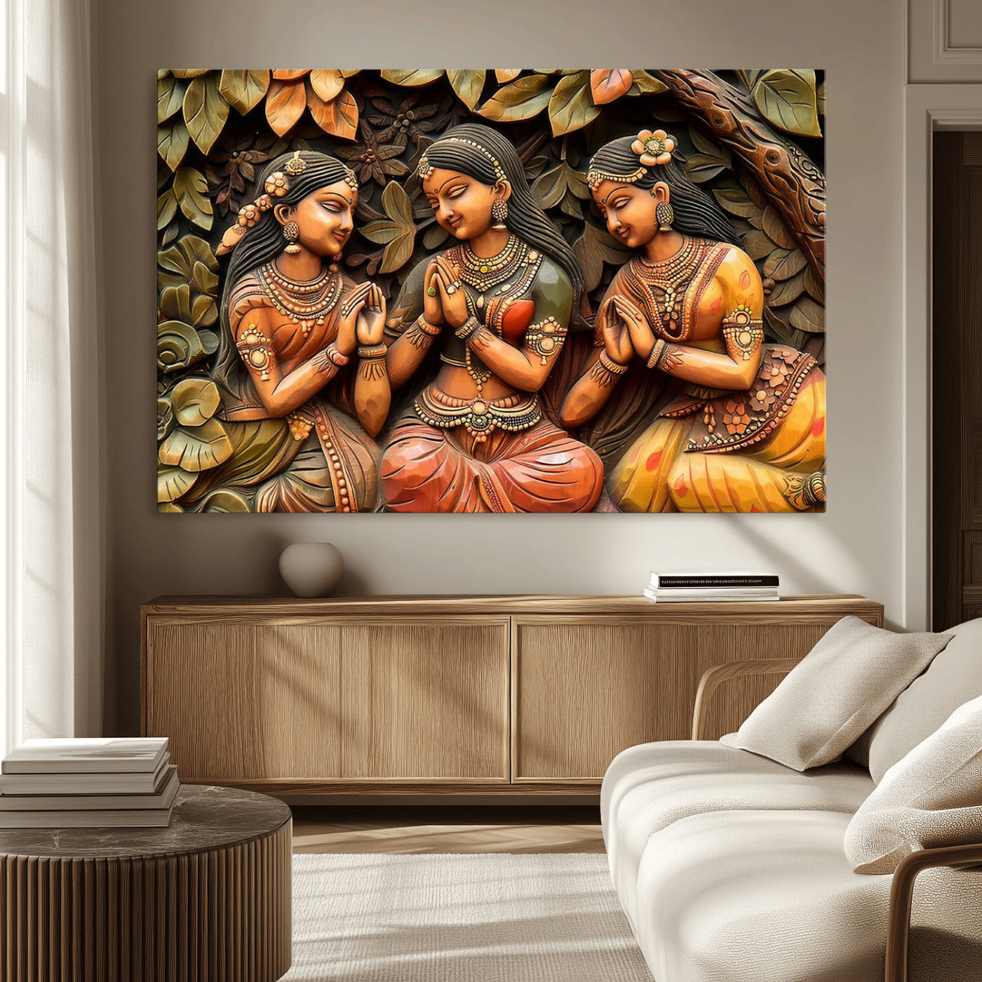 MGV-CV-36X24 - Indian Woman Statue Wall Art Canvas Print