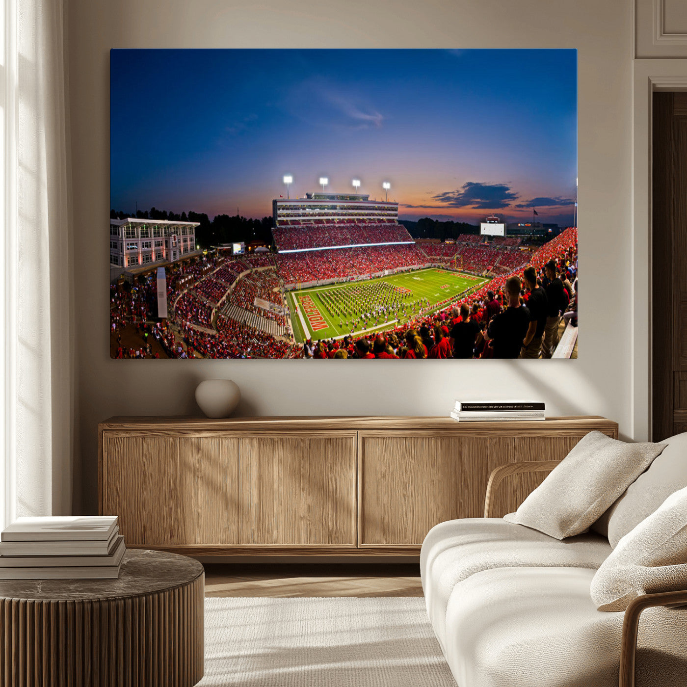 MGV-CV-36X24 - NC State Wolfpack Football Team Print - Raleigh Carter-Finley Stadium Wall Art Canvas Print