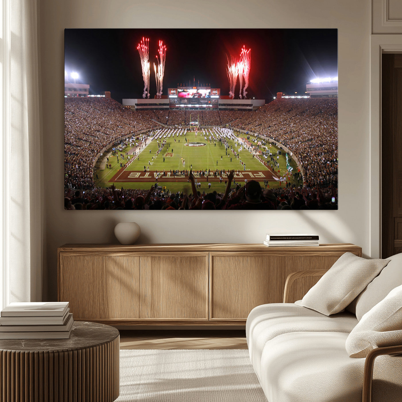 MGV-CV-36X24 - Framed Florida State Seminoles Football Team Print - Tallahassee Doak Campbell Stadium Wall Art