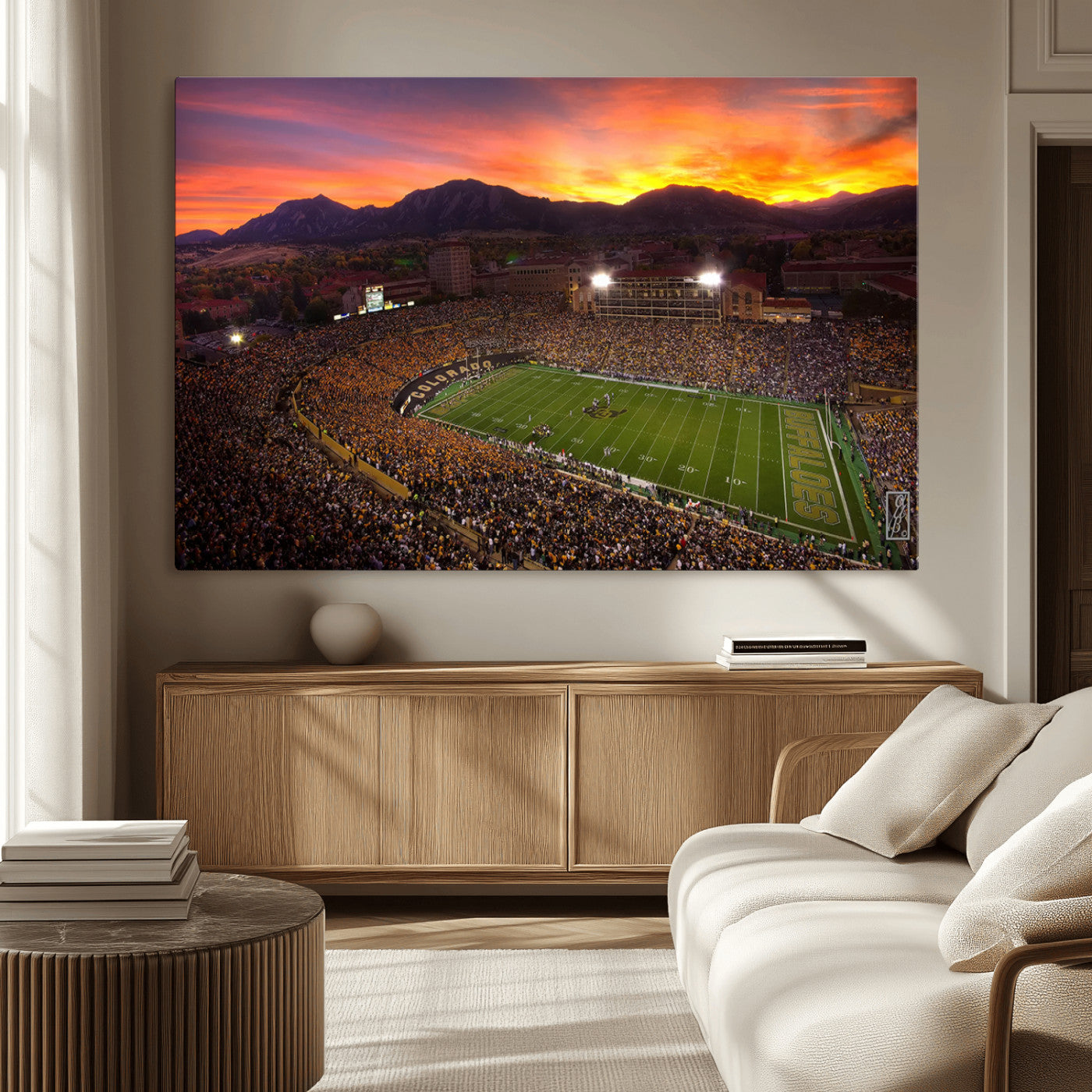 MGV-CV-36X24 - Colorado Buffaloes Football Team Print - Boulder Folsom Field Stadium Wall Art Canvas Print