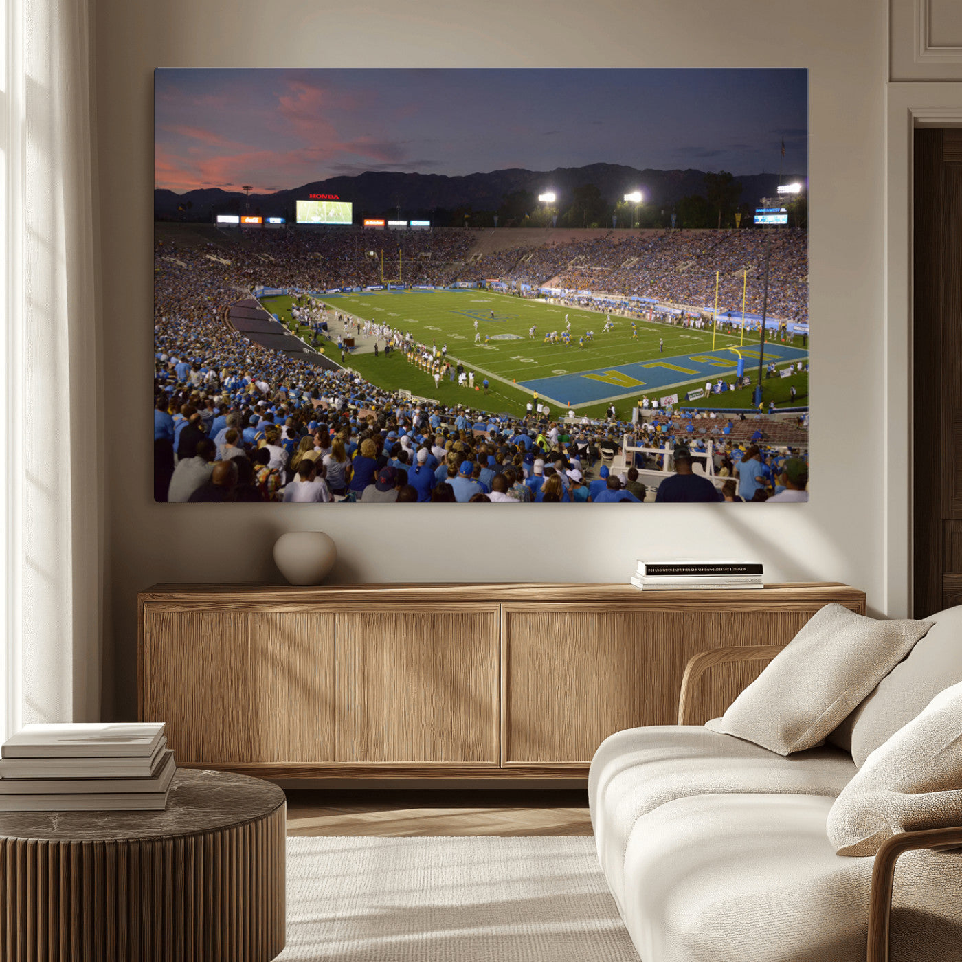 MGV-CV-36X24 - UCLA Bruins Football Team Print - Pasadena Rose Bowl Stadium Wall Art Canvas Print