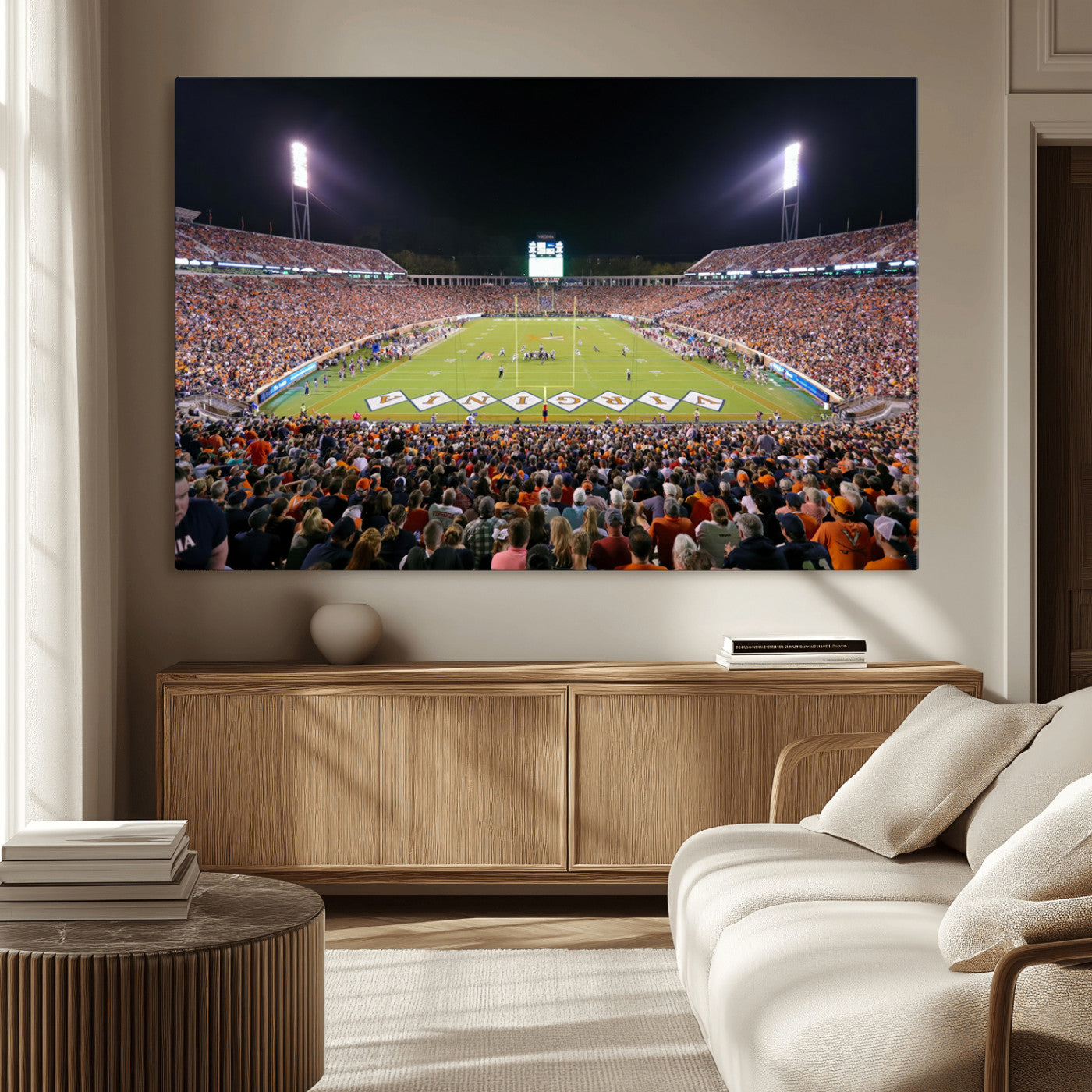 -Virginia Cavaliers Football Team Print - Charlottesville Scott Stadium Wall Art Canvas Print