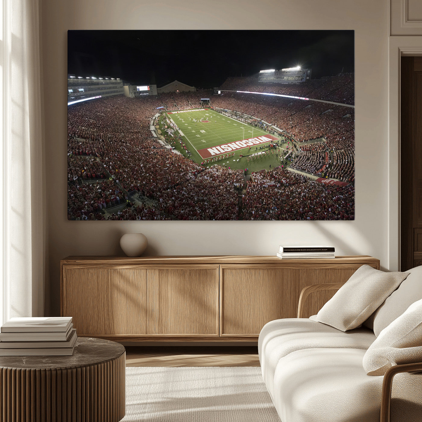 -Wisconsin Badgers Football Team Print - Madison Camp Randall Stadium Wall Art Canvas Print