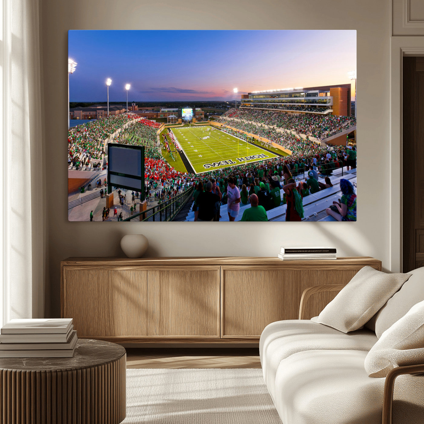 81582-MGV-CV-36X24-University of North Texas Mean Green Football Team Print - Denton DATCU Stadium Wall Art Canvas