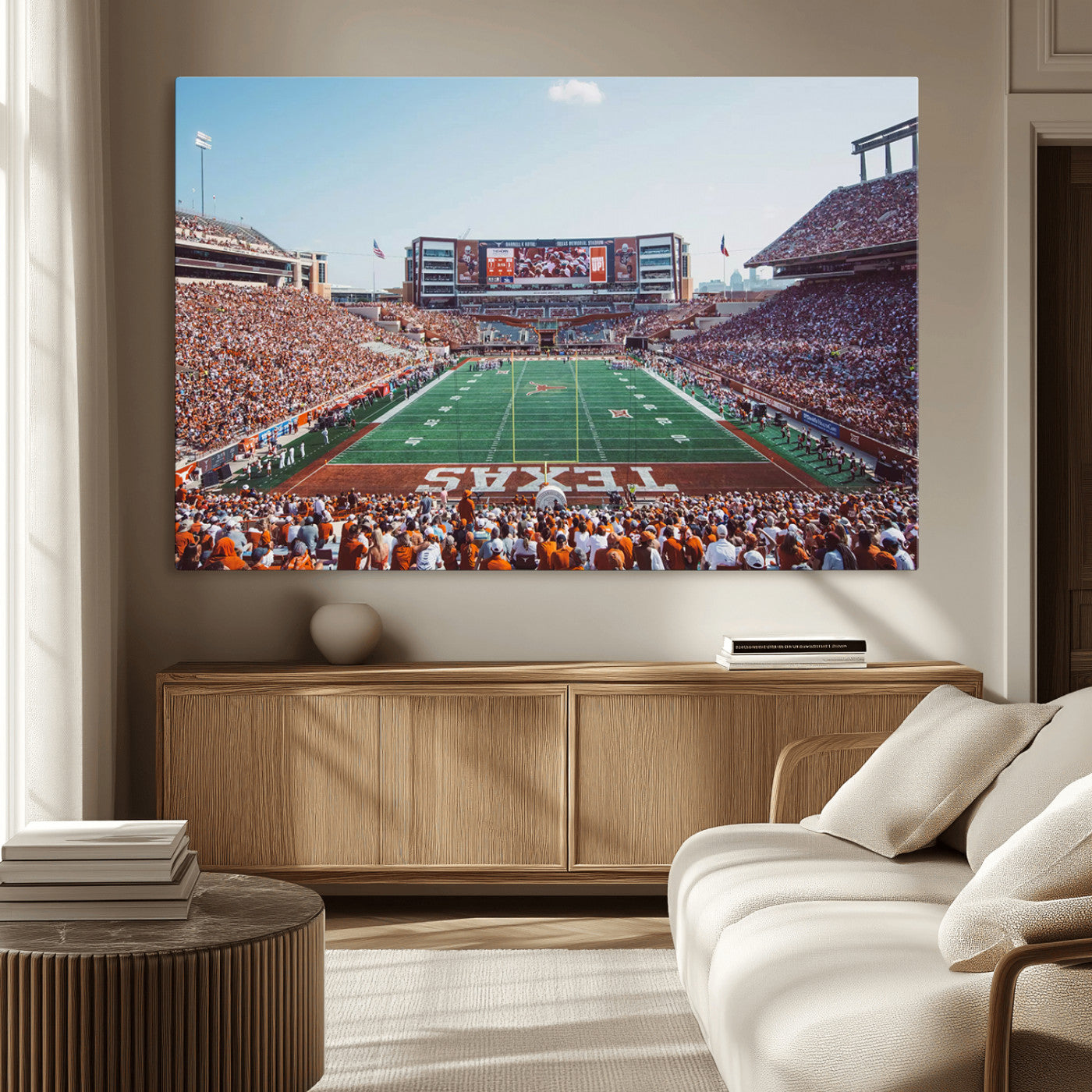 MGV-CV-36X24 - Framed Texas Memorial Stadium Canvas, University of Texas Longhorns Football Team Print - Austin