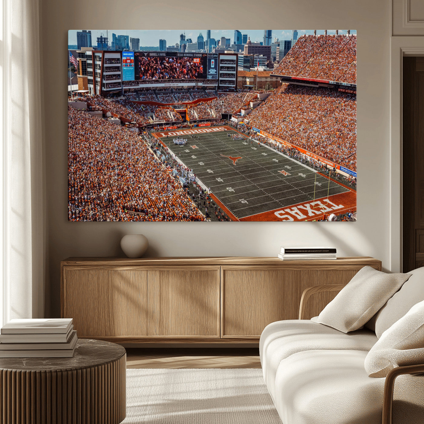 MGV-CV-36X24 - University of Texas Longhorns Football Team Print - Austin Darrell K Royal-Texas Memorial Stadium