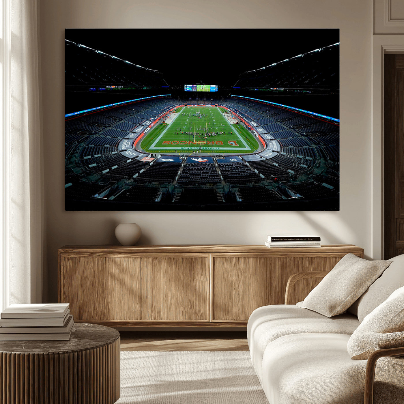 MGV-CV-36X24 - Denver Broncos Football Team Print Canvas- Denver Empower Field at Mile High Stadium Wall Art Canvas