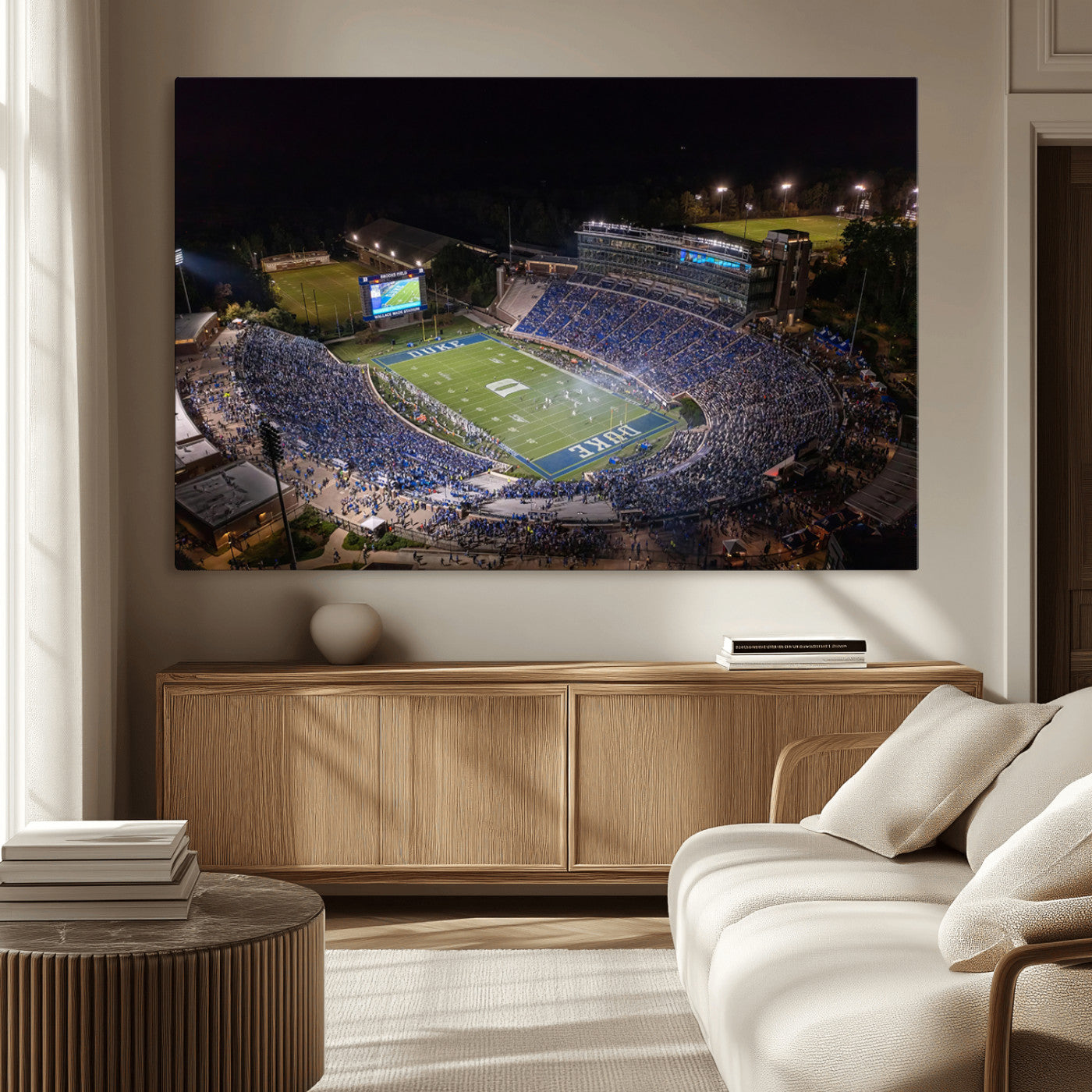 MGV-CV-36X24 - Duke University Blue Devils Football Print Canvas - Durham Wallace Wade Stadium Wall Art Canvas