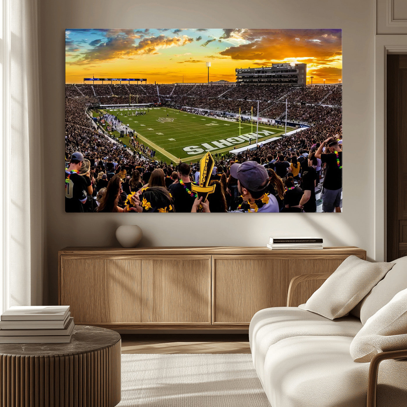 MGV-CV-36X24 - UCF Knights Football Team Print - Orlando FBC Mortgage Stadium, UCF Knights Wall Art Canvas Print