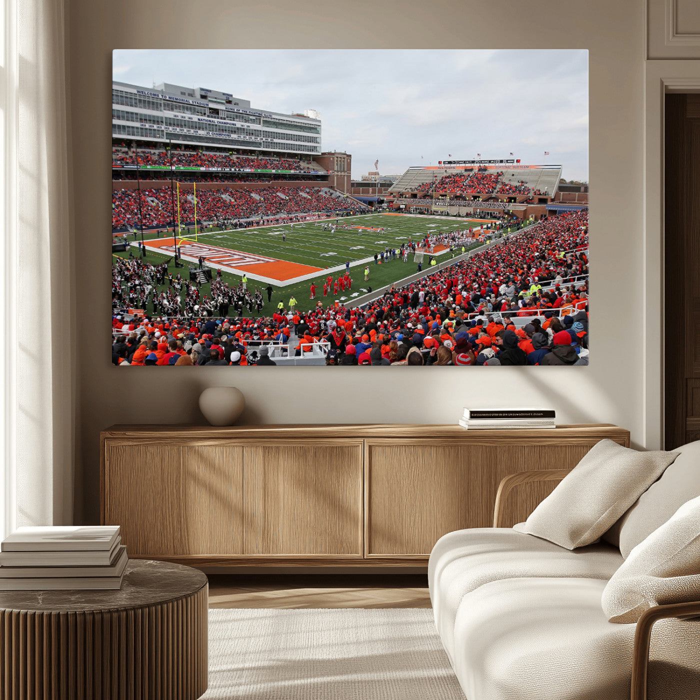 -University of Illinois Fighting Illini Football Team Print - Champaign Illinois Memorial Stadium