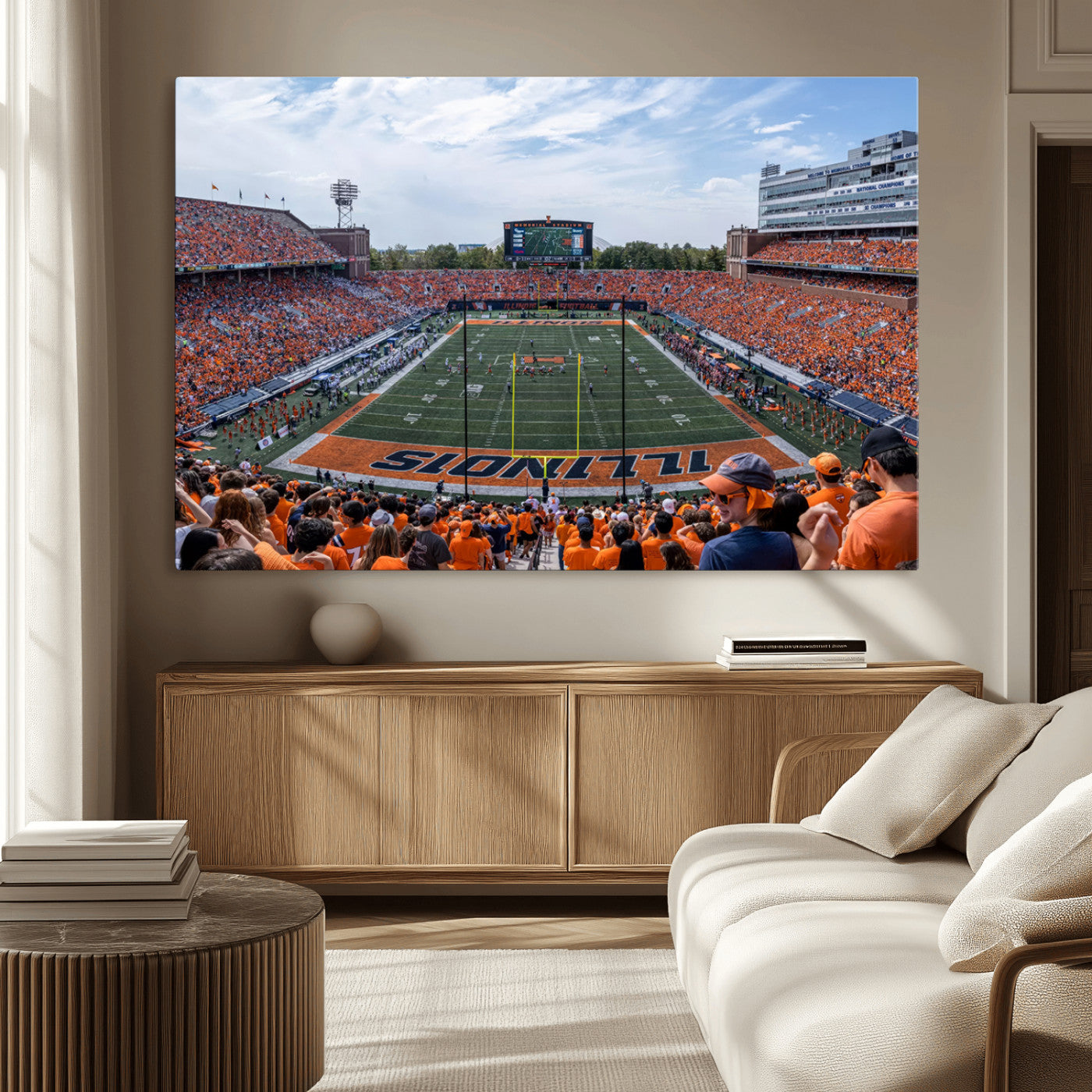 -University of Illinois Fighting Illini Football Team Print Canvas - Champaign Illinois Memorial