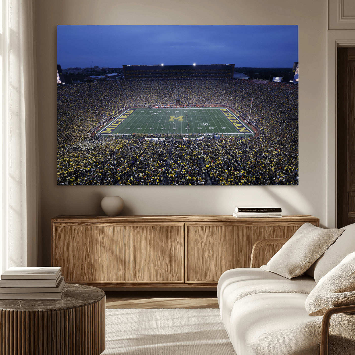 MGV-CV-36X24 - University of Michigan Wolverines Football Team Print - Ann Arbor Michigan Stadium Wall Art Canvas