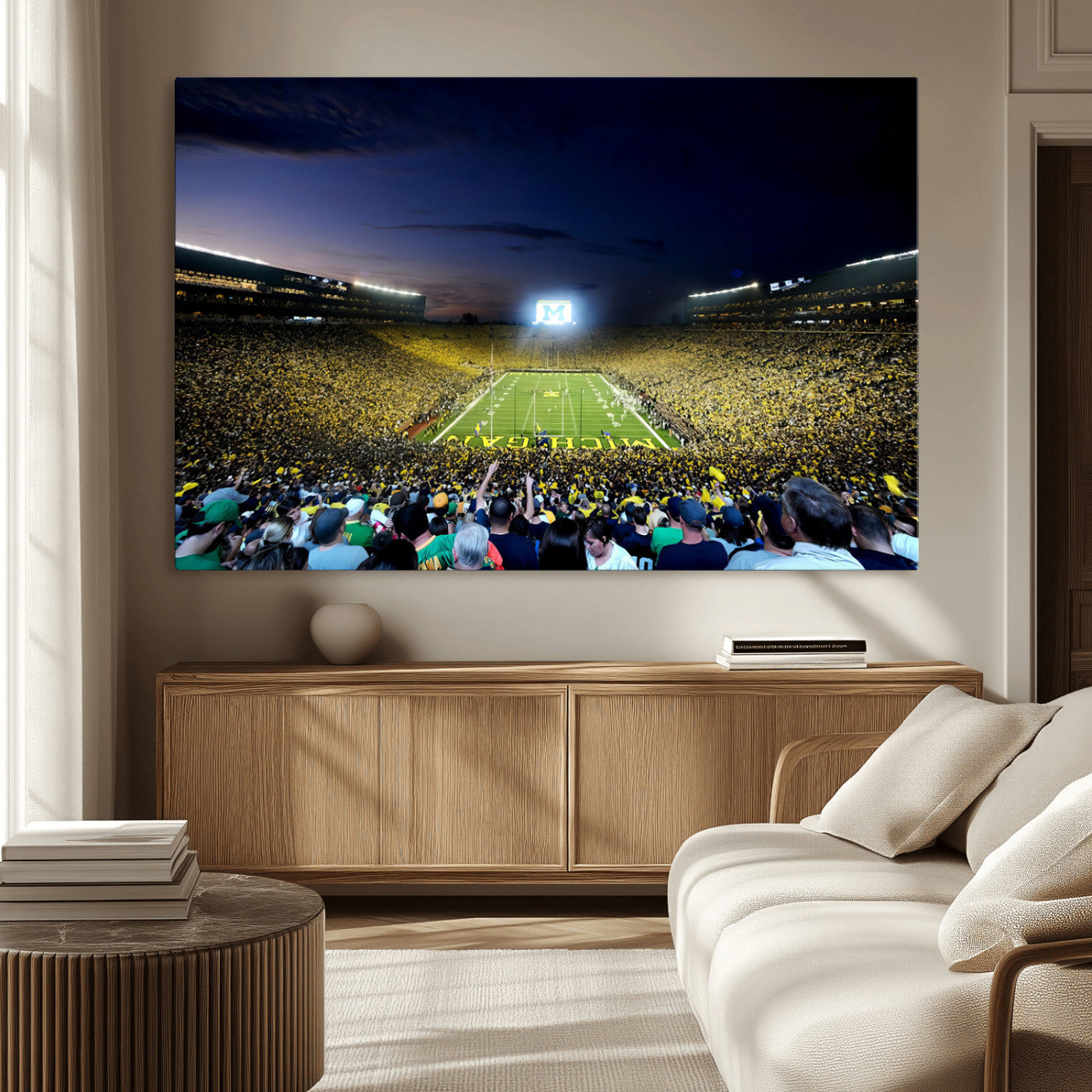 22115-MGV-CV-36X24-University of Michigan Wolverines Football Team Print - Ann Arbor Michigan Stadium Canvas Print