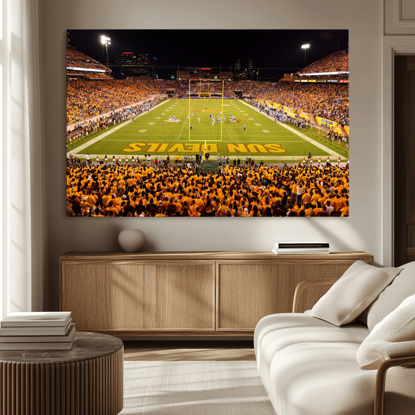 MGV-CV-36X24 - ASU Sun Devils Football Team Print - Phoenix Mountain America Stadium Wall Art Canvas Print