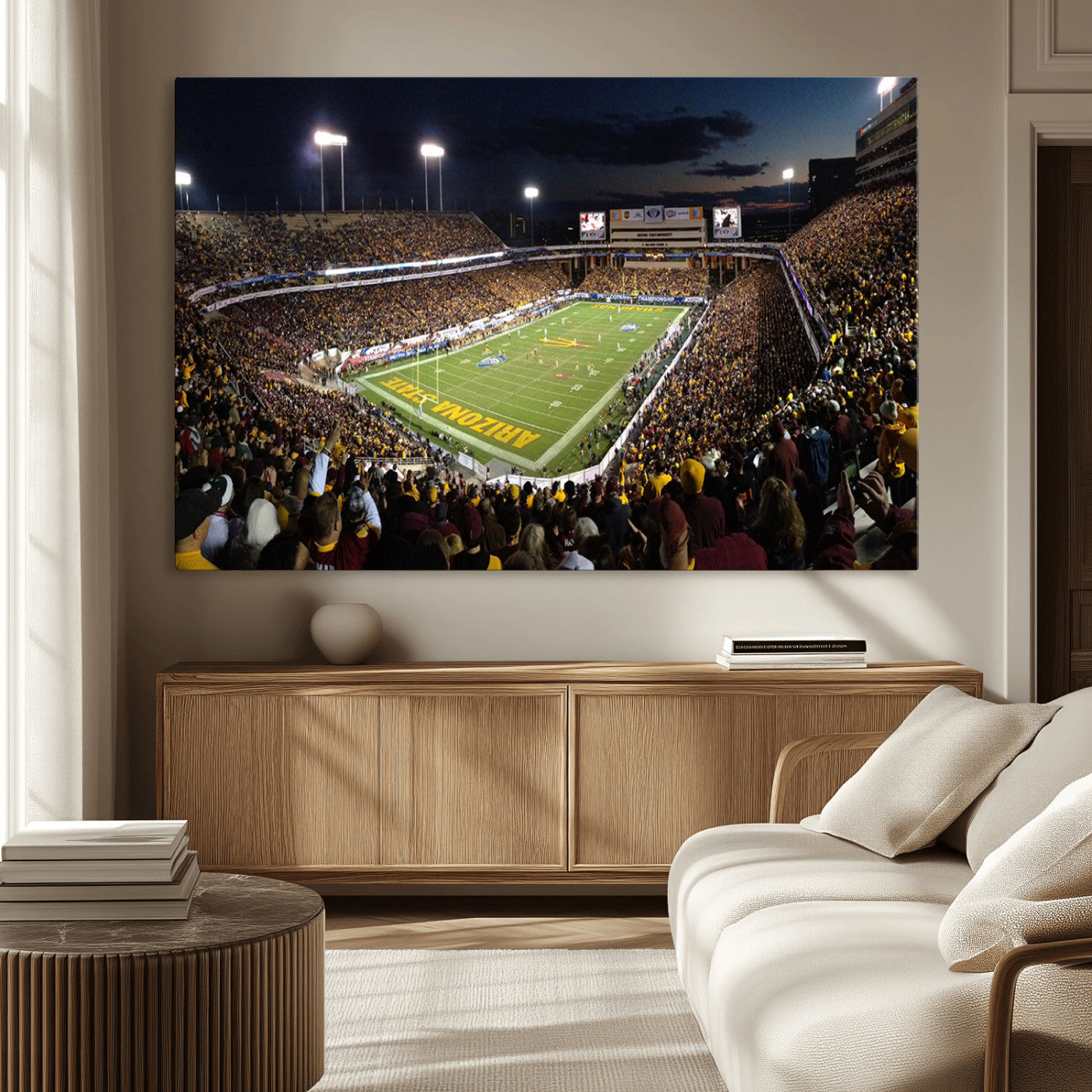MGV-CV-36X24 - ASU Sun Devils Football Team Print Canvas - Phoenix Mountain America Stadium Wall Art Canvas Print