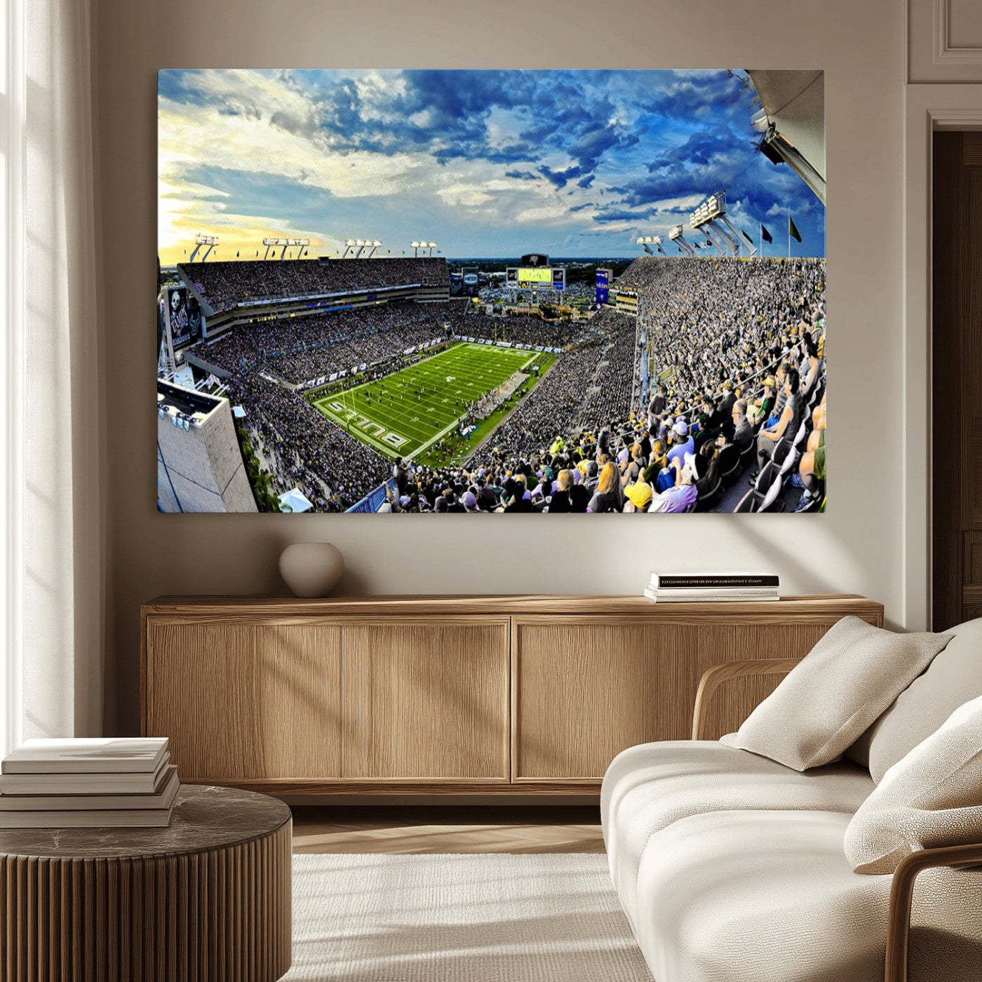 MGV-CV-36X24 - Framed USF Bulls Football Team Print - Tampa Raymond James Stadium Wall Art Canvas Print