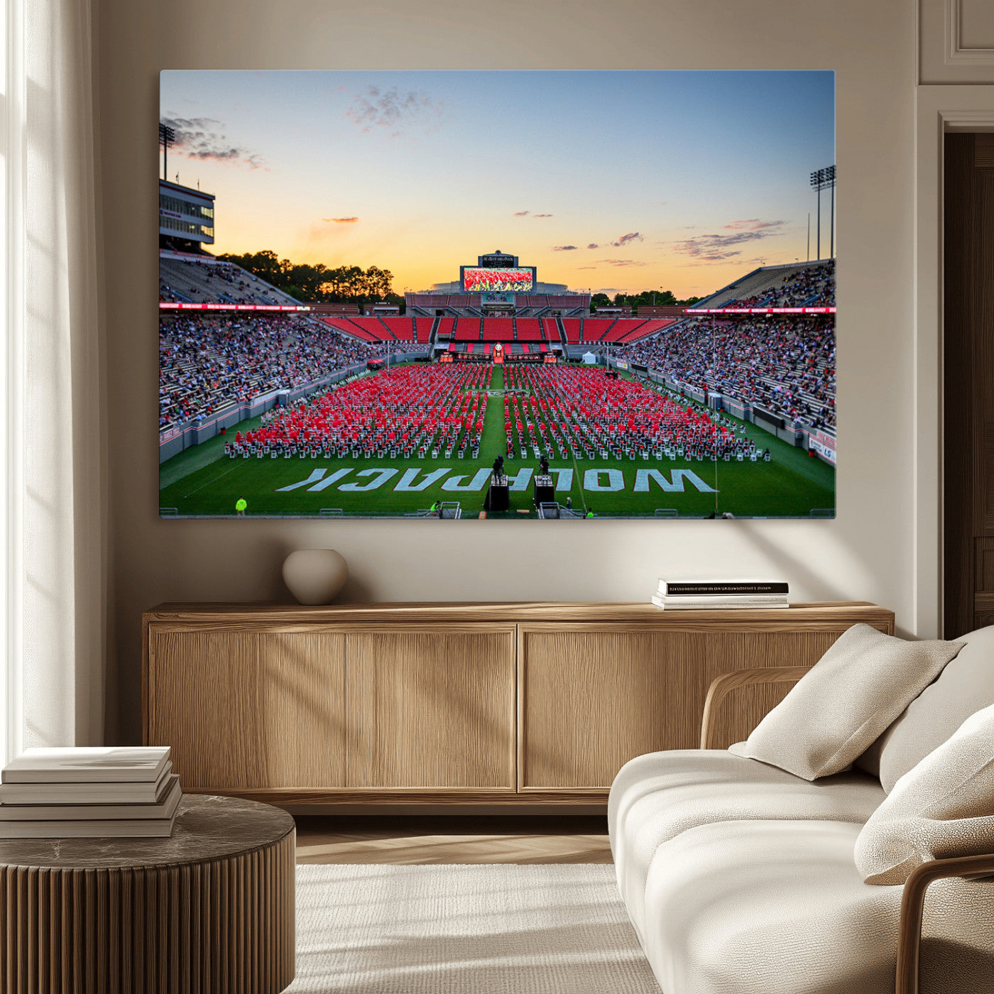 MGV-CV-36X24 - NC State Wolfpack Football Team Print Wall Art - Raleigh Carter-Finley Stadium Wall Art Canvas Print