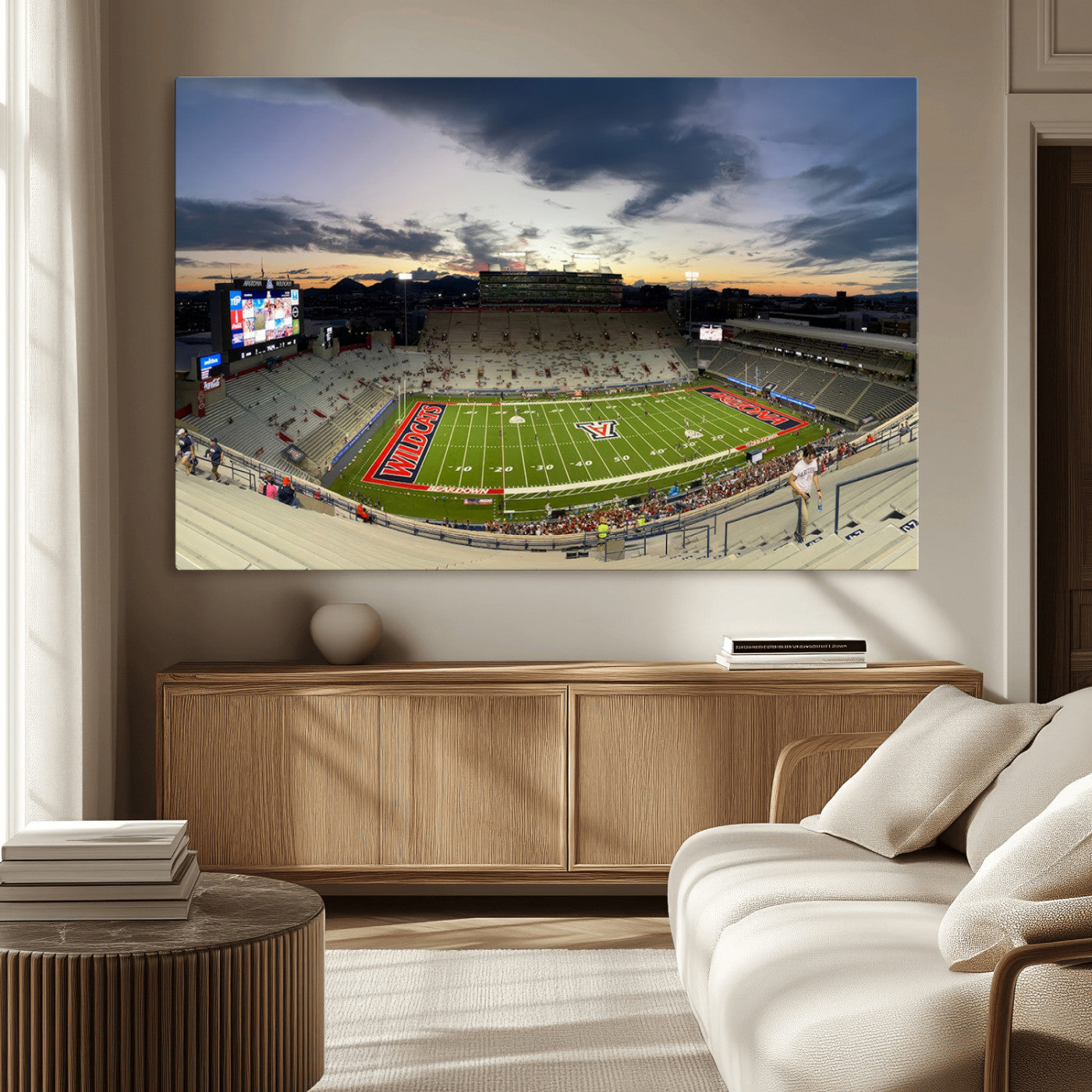 MGV-CV-36X24 - Arizona Wildcats Football Team Print - Tucson Arizona Stadium Wall Art Canvas Print