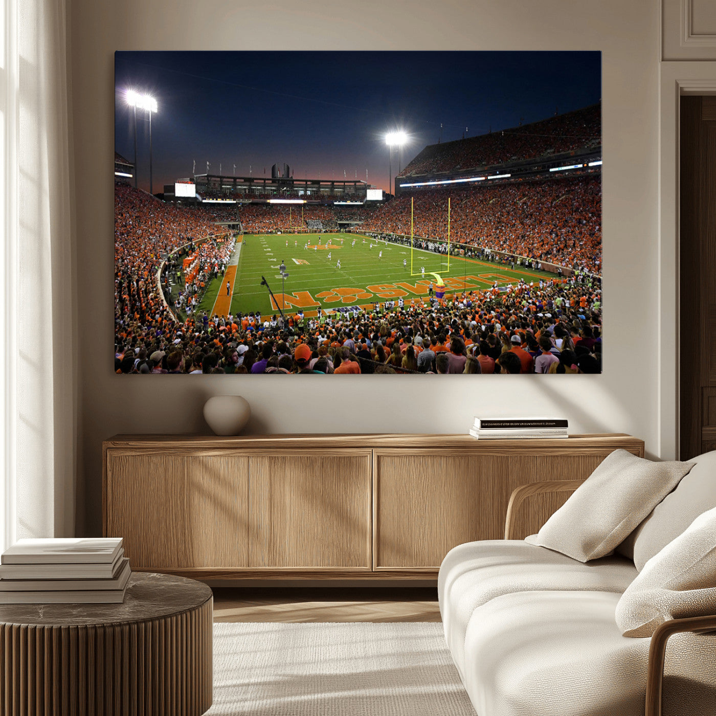 MGV-CV-36X24 - Clemson University Tigers Art Print, Football Team Print - Clemson Memorial Stadium Wall Art Canvas