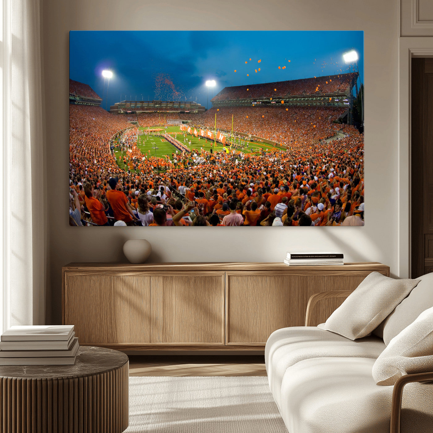MGV-CV-36X24 - Clemson University Tigers Football Team Print - Clemson Memorial Stadium Wall Art Canvas Print