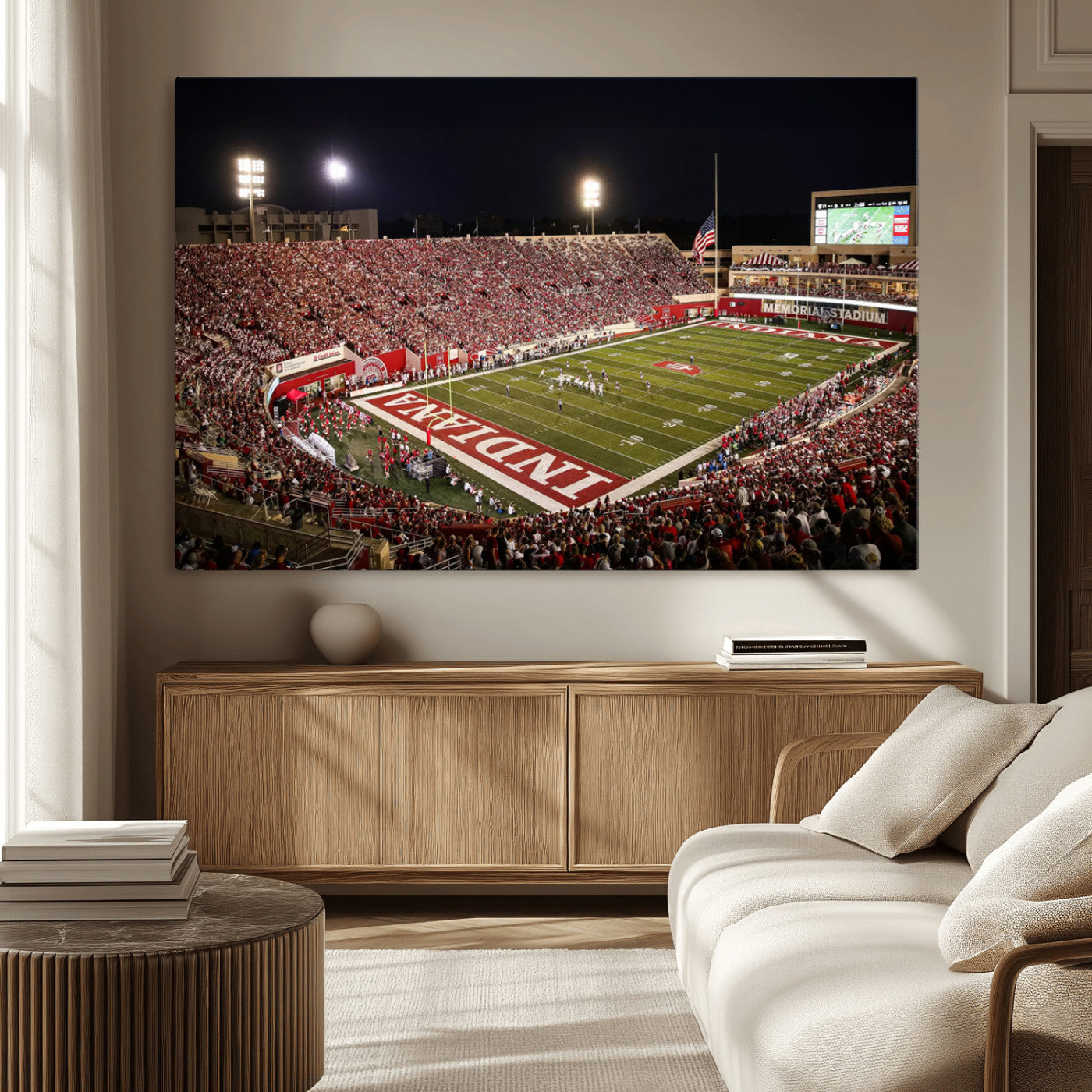 MGV-CV-36X24 - Indiana University Hoosiers Football Team Print Canvas - Bloomington Memorial Stadium Wall Art