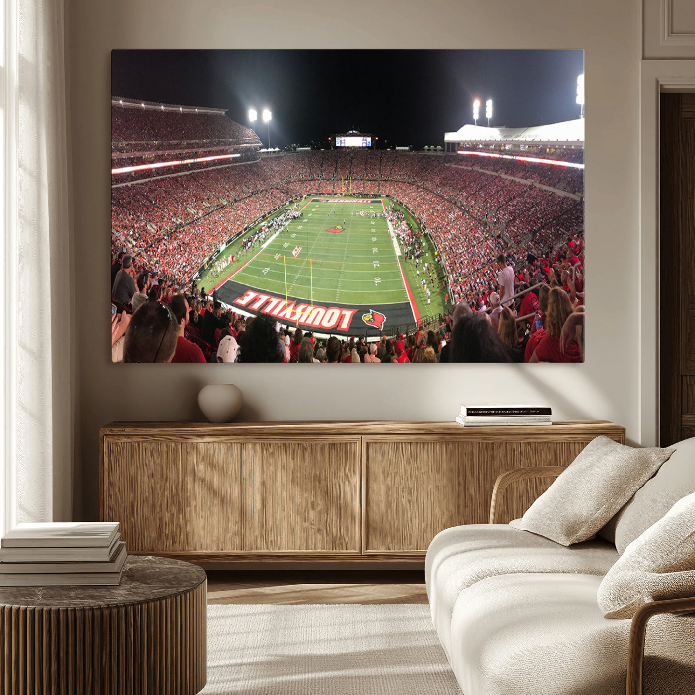 MGV-CV-36X24 - University of Louisville Cardinals Football Team Print - Louisville Cardinal Stadium Wall Art Canvas